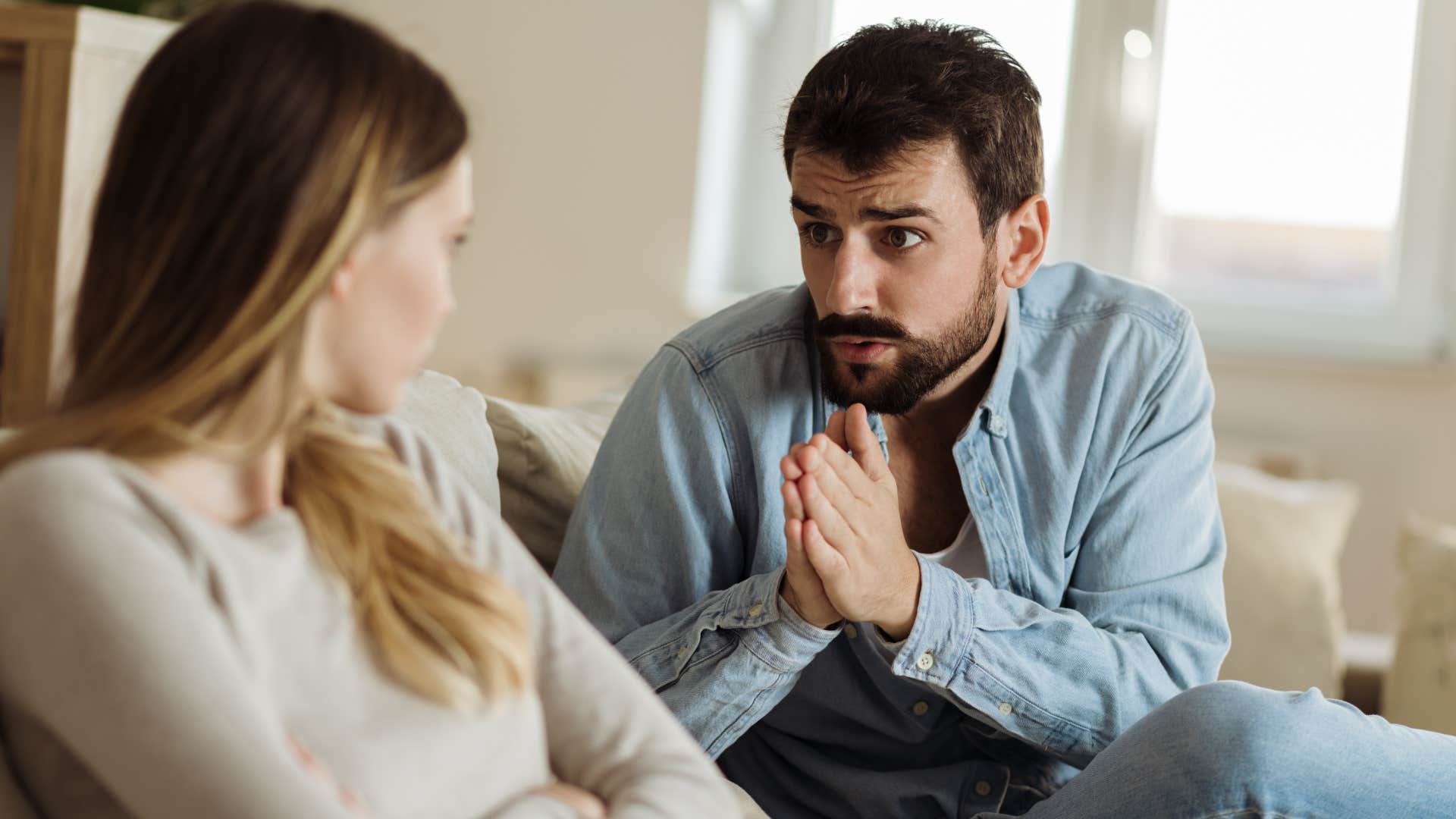 man asking woman to solve his problems