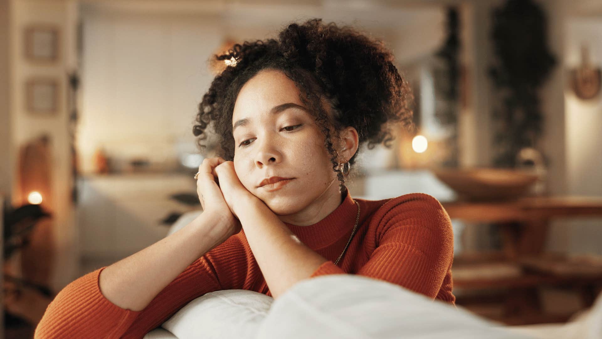 emotionally unhinged woman sitting lonely