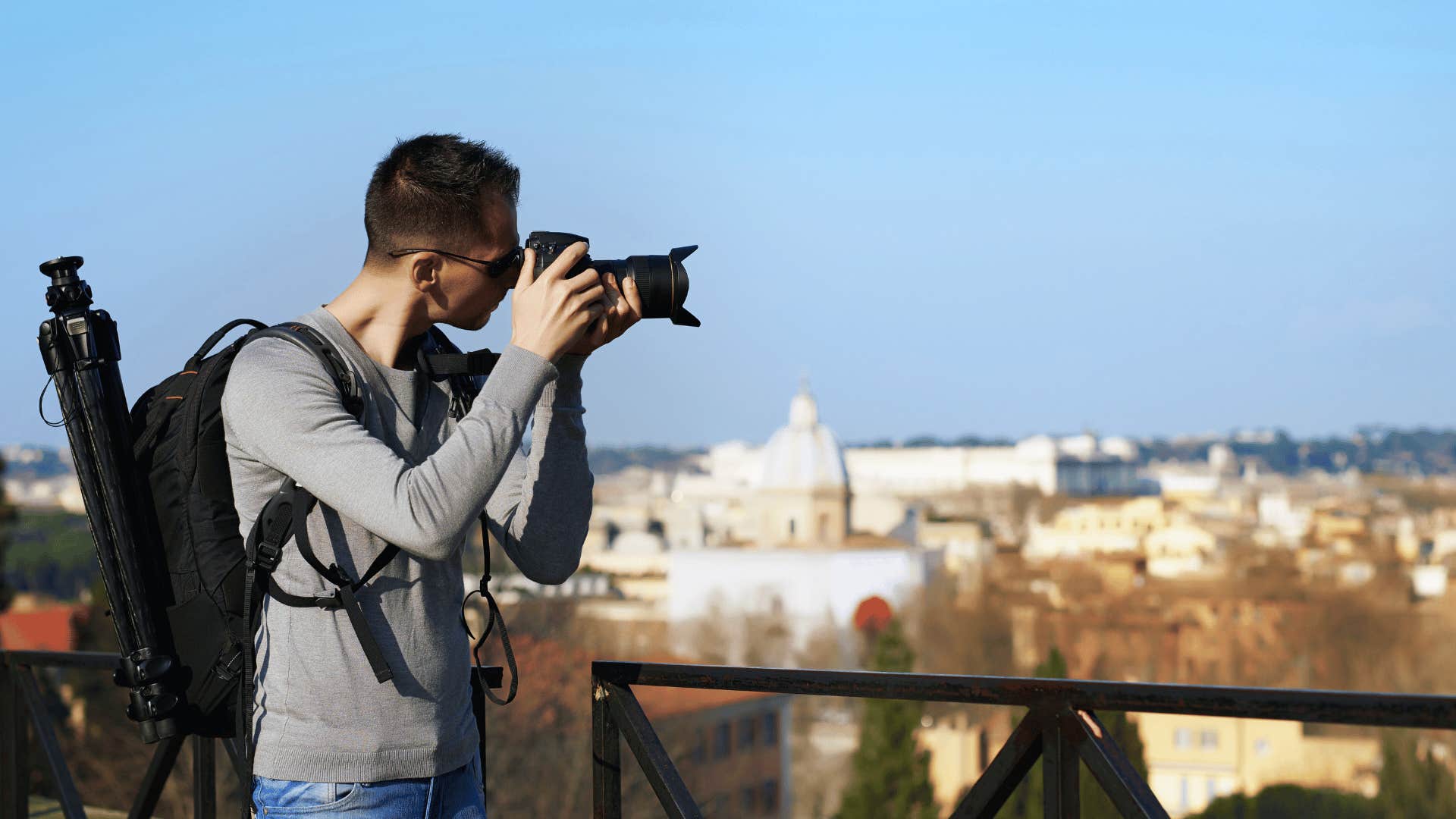 man with photography hobby