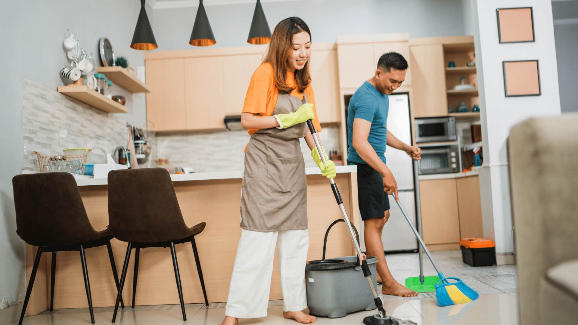 couple doing chores