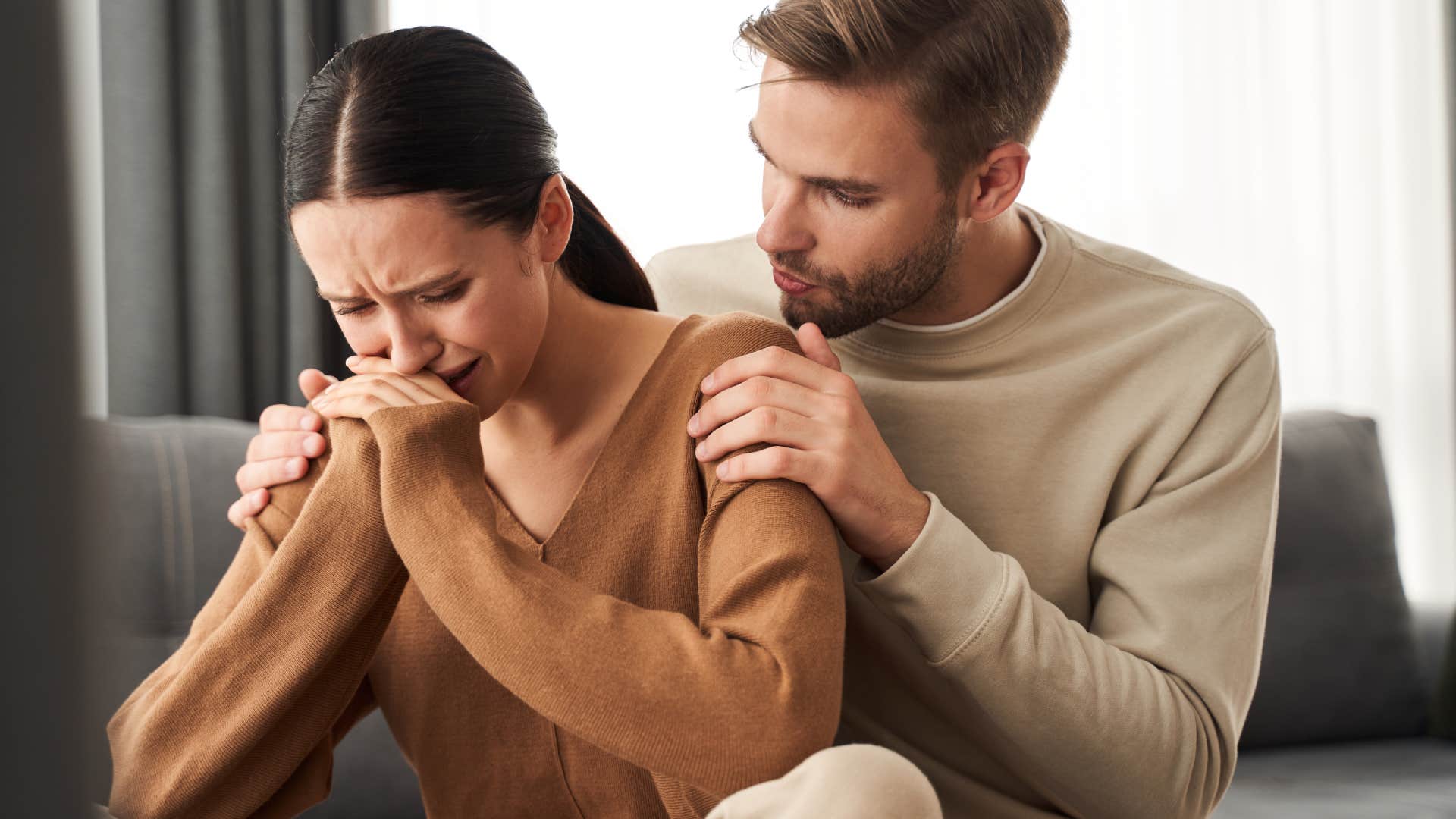 husband calming wife down