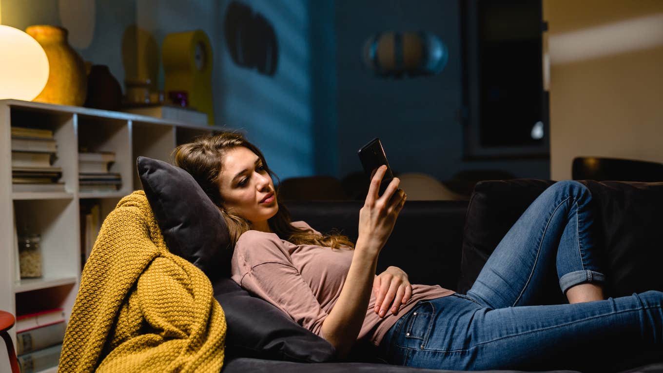 woman staying home instead of going out to party