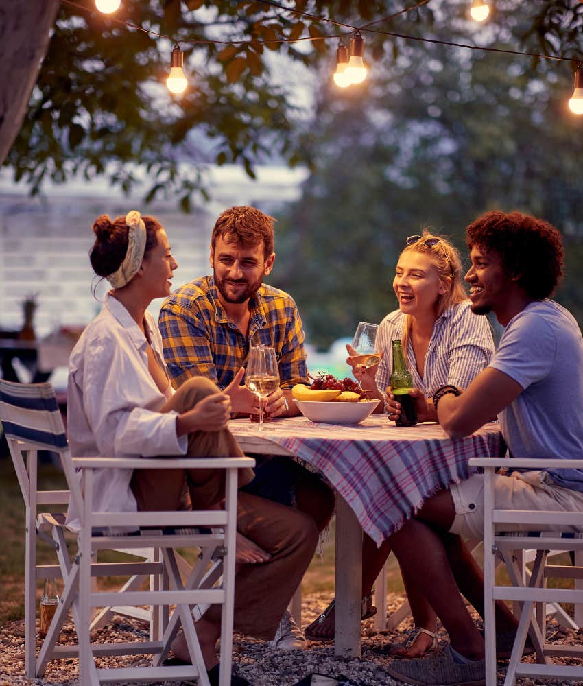 couple having dinner with friends