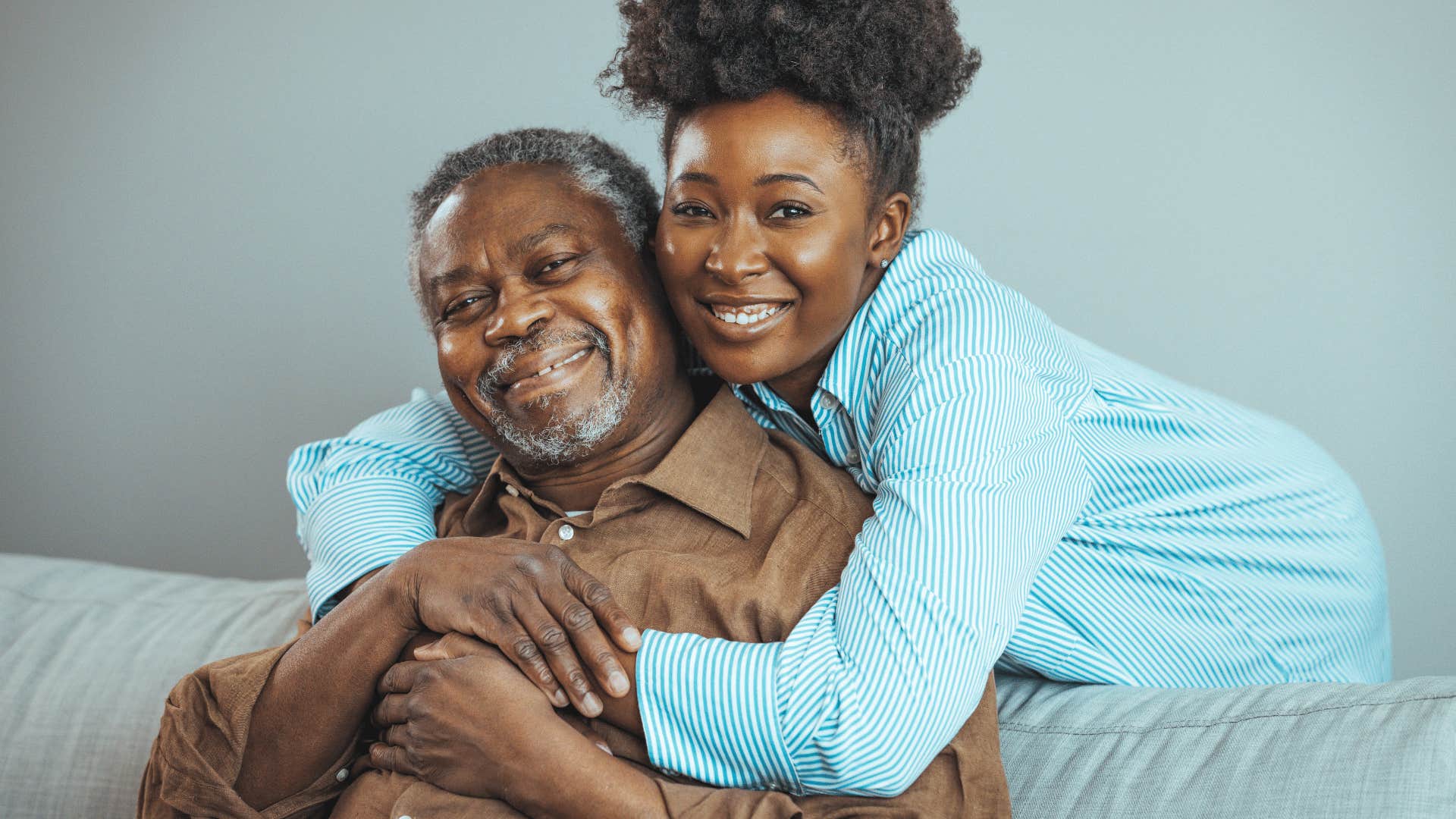 Woman shows authentic gratitude for elder man