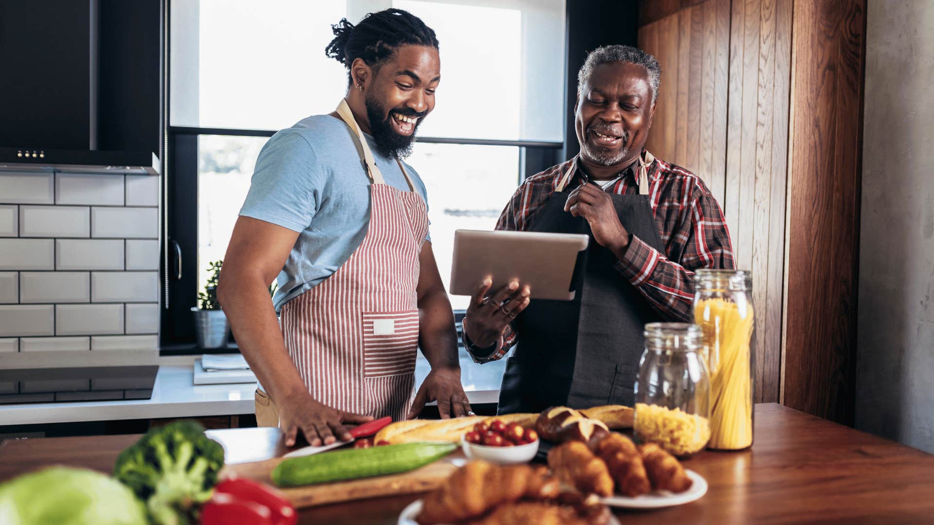 Adukt son and elder father prepare a meal and don't expect anything in return