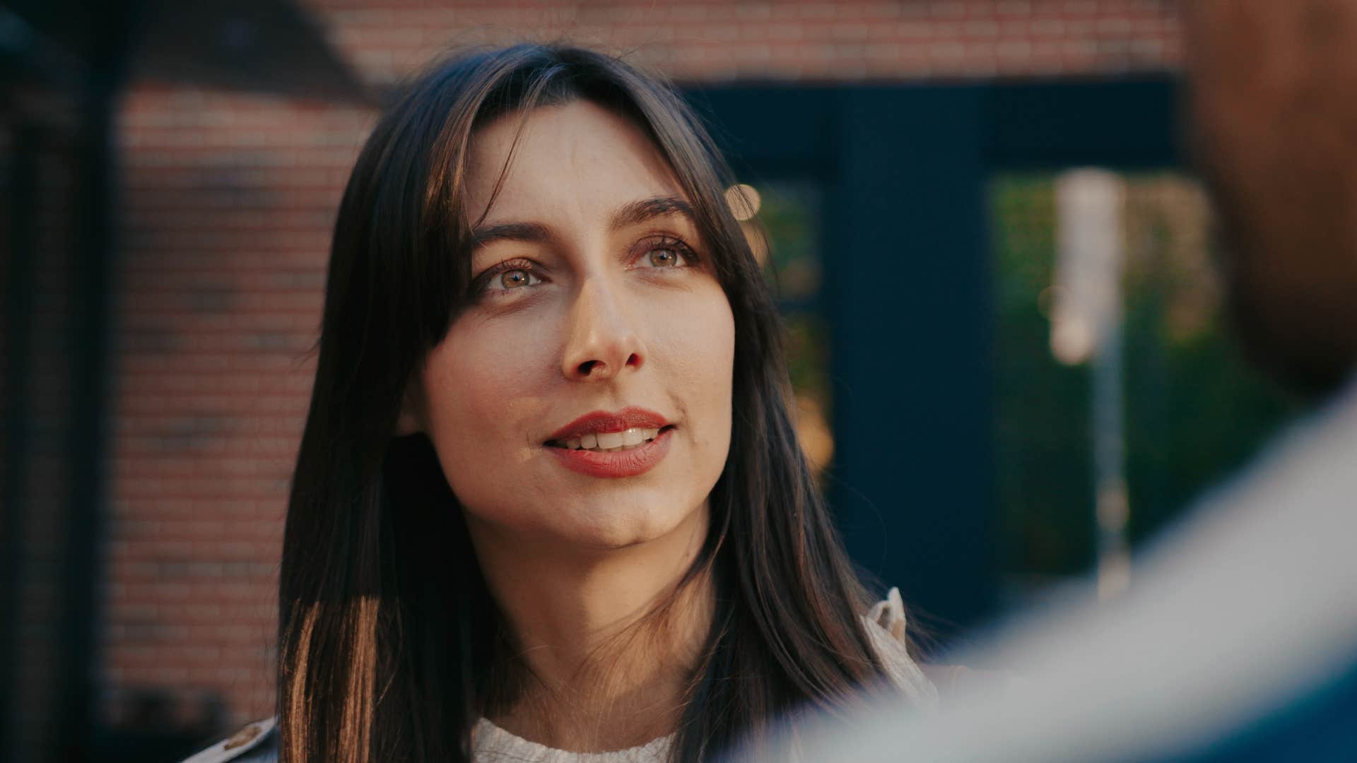 woman staring into a man's eyes