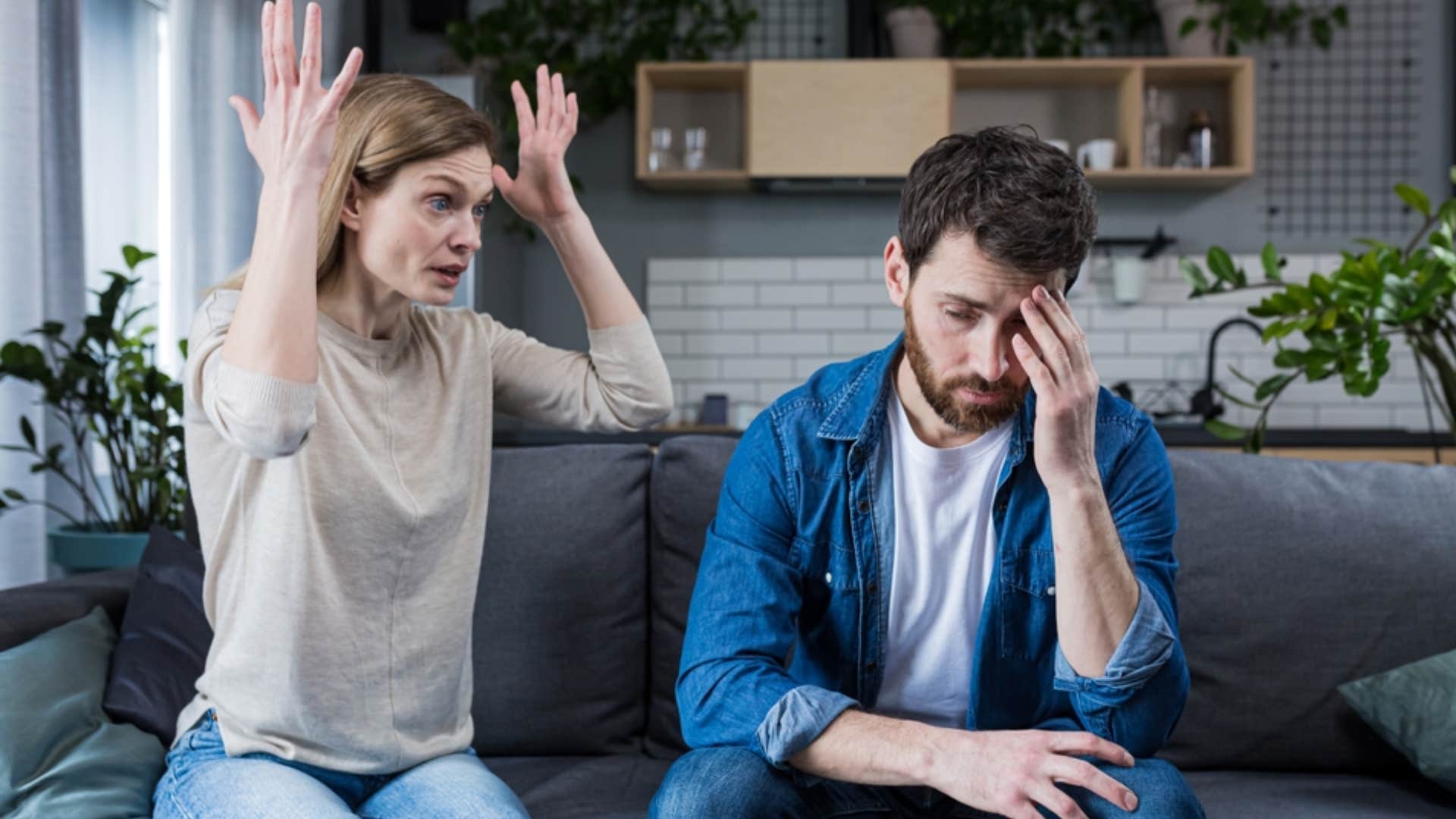 wife having emotional outburst at husband