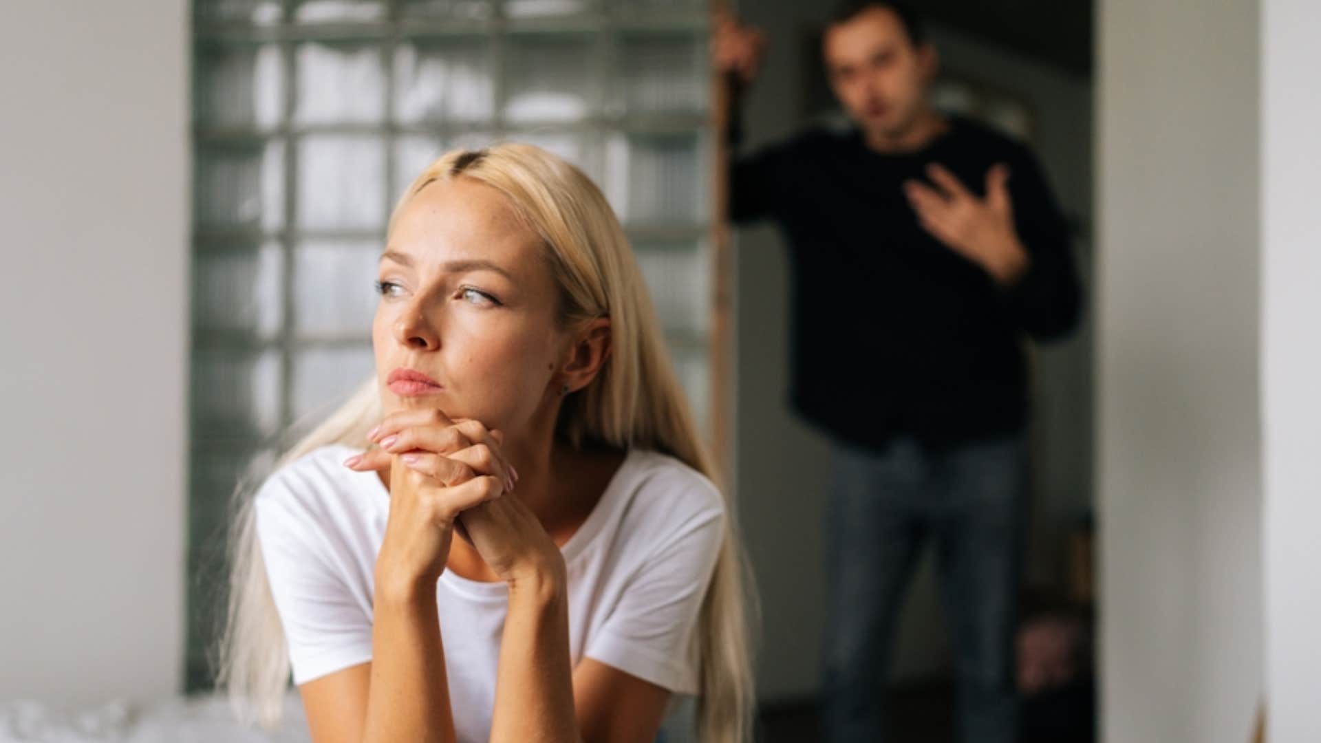 woman not interested in having conversation with husband