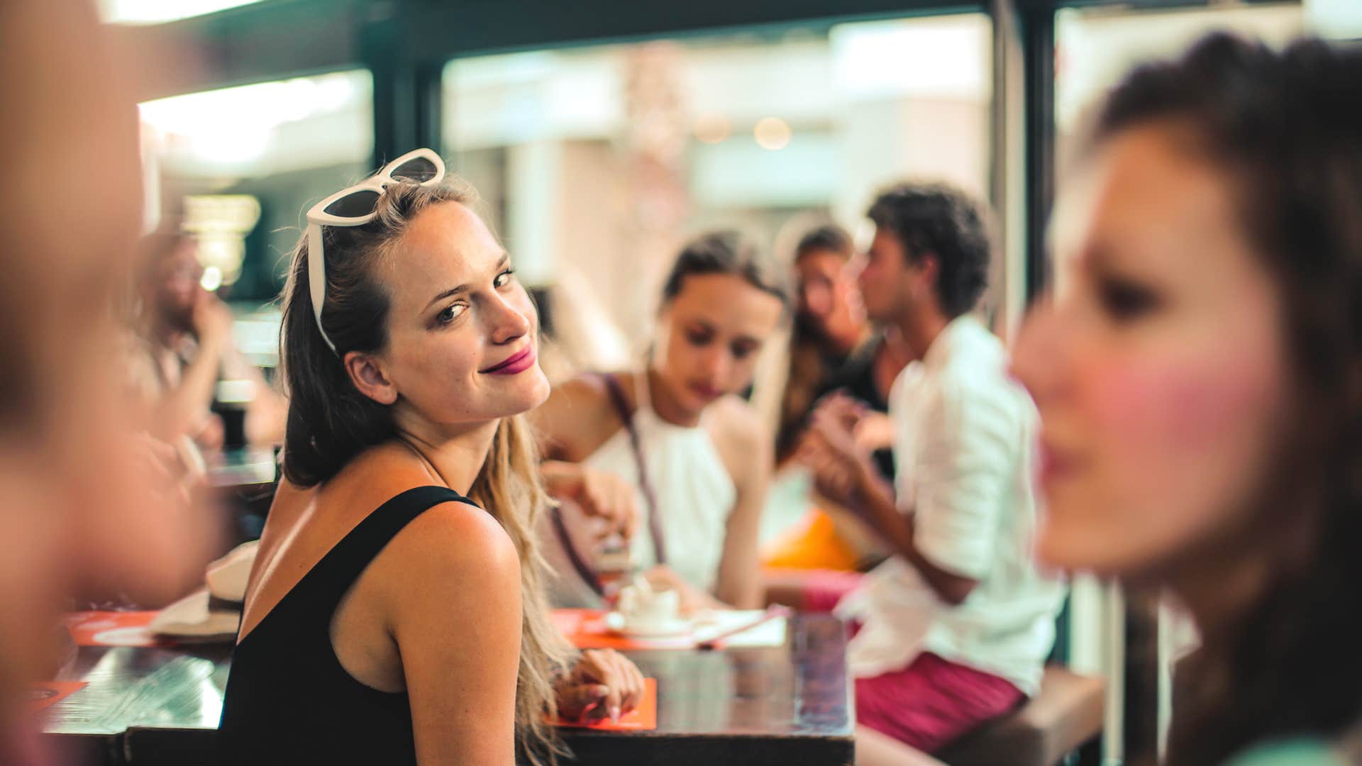 A group of girls in a restaurant