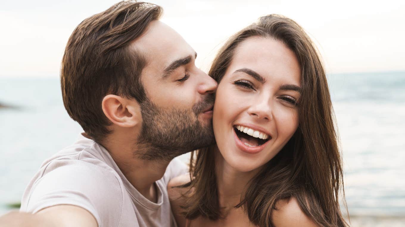 Happy couple that realizes a healthy relationship can feel uncomfortable sometimes