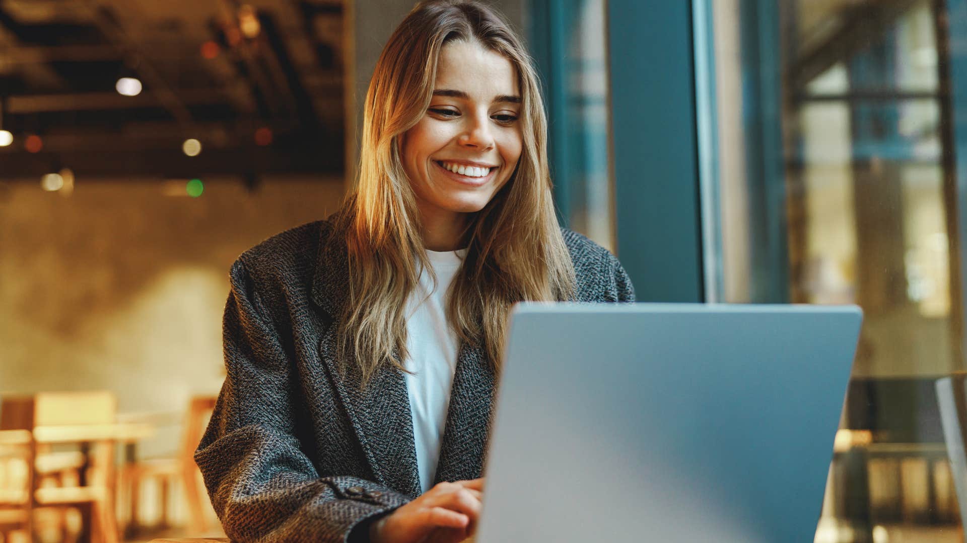 Young woman working on her laptop