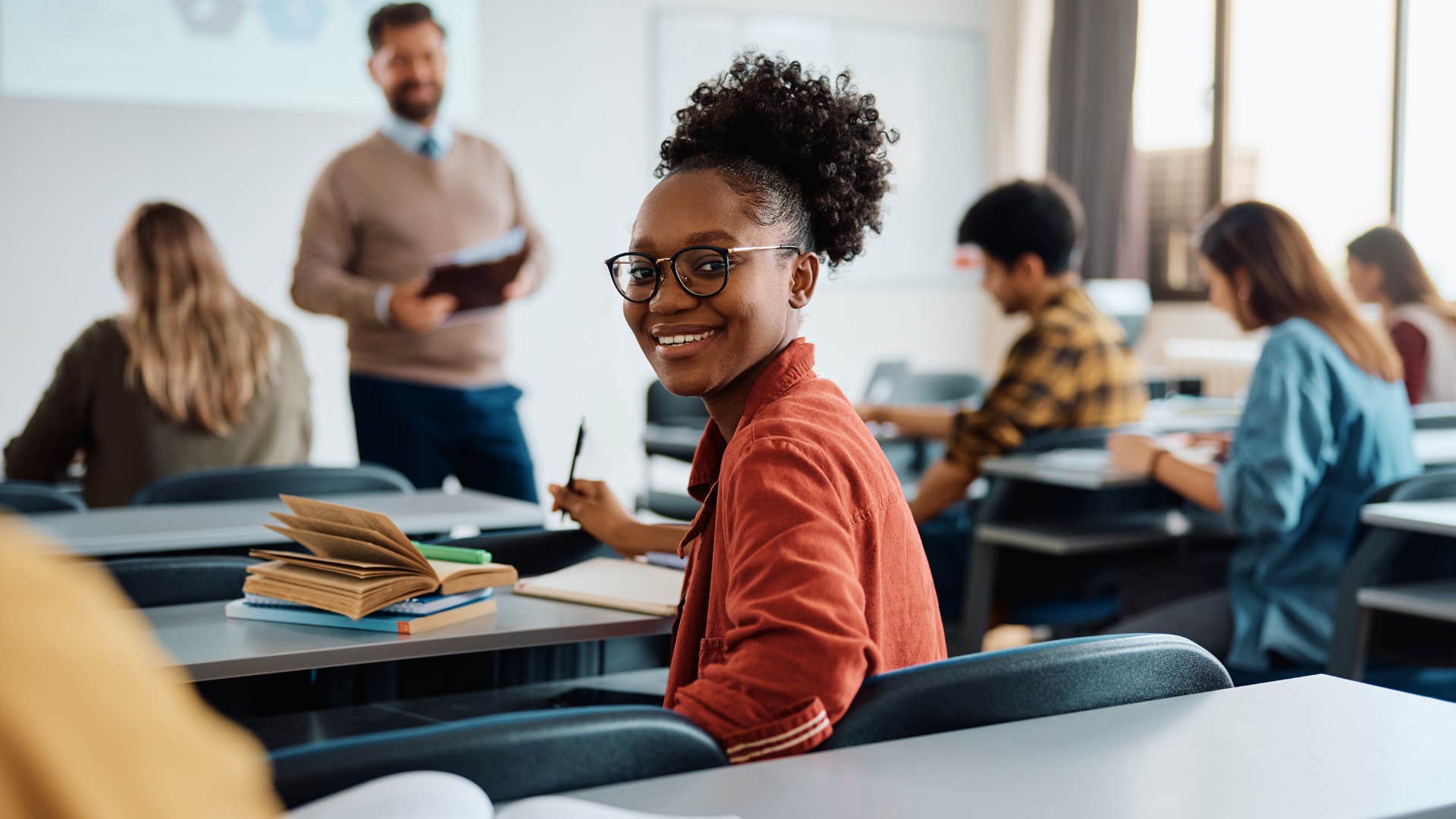 woman getting a college education