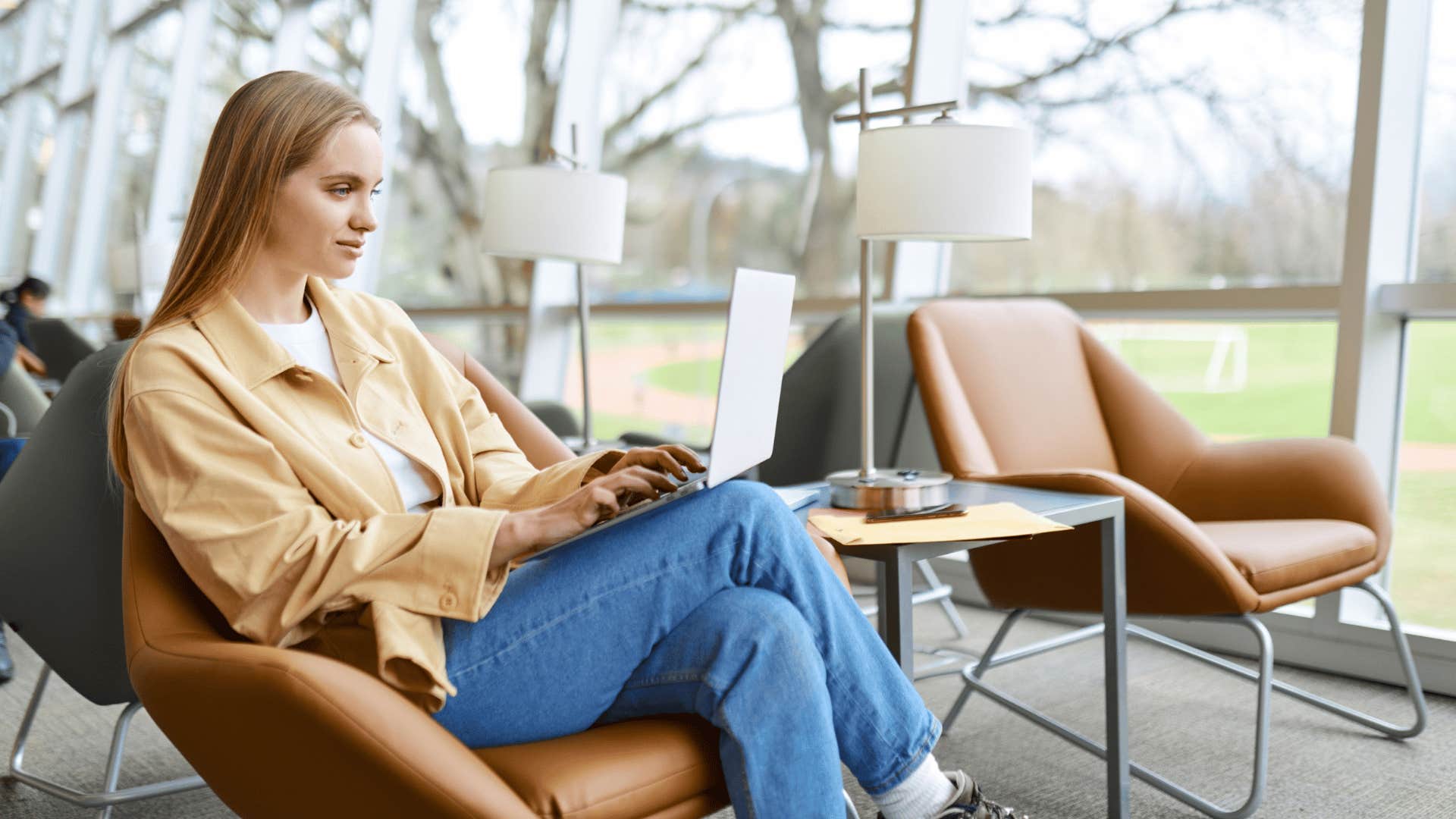 woman working hard on computer