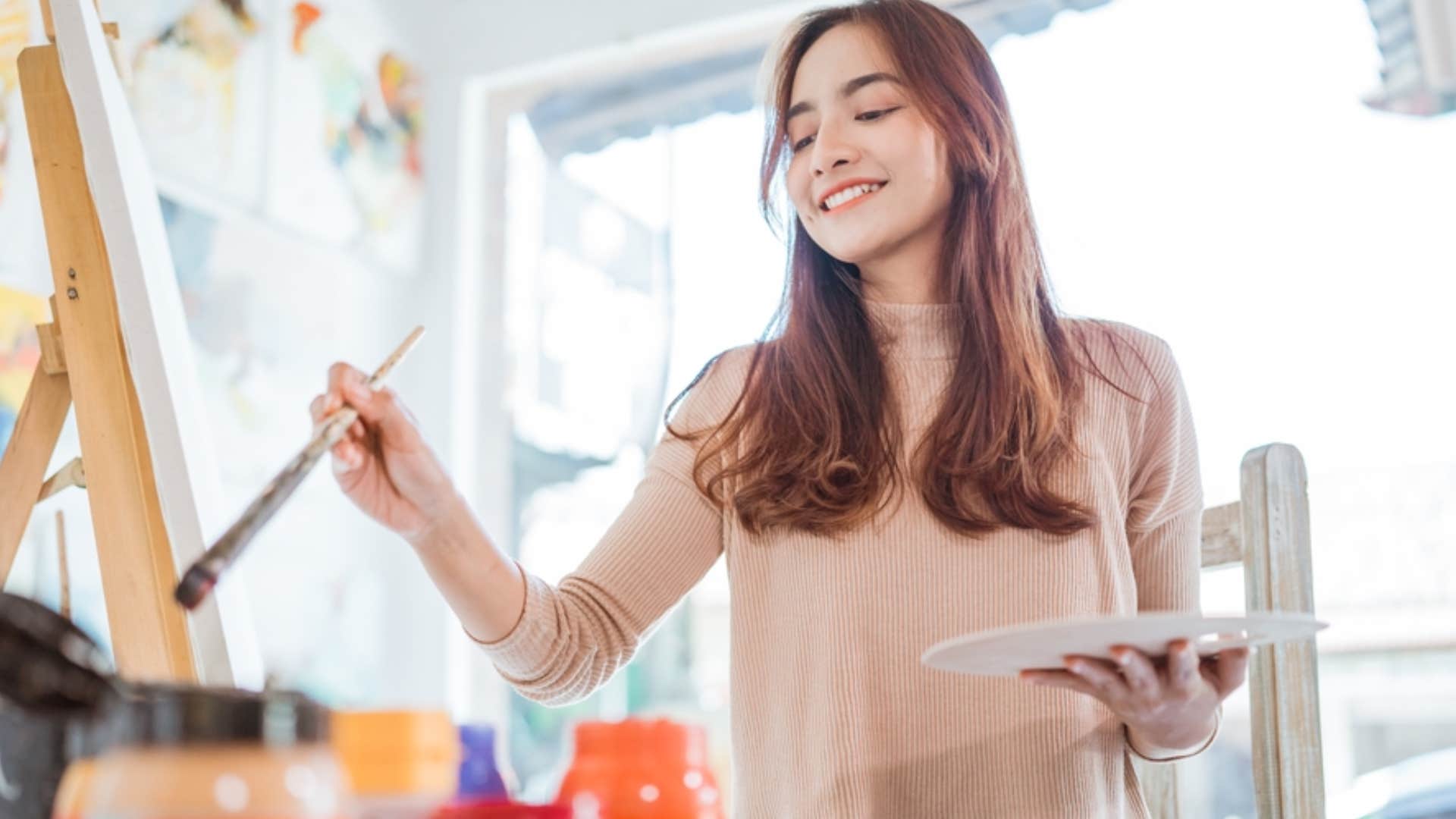 passionate woman painting