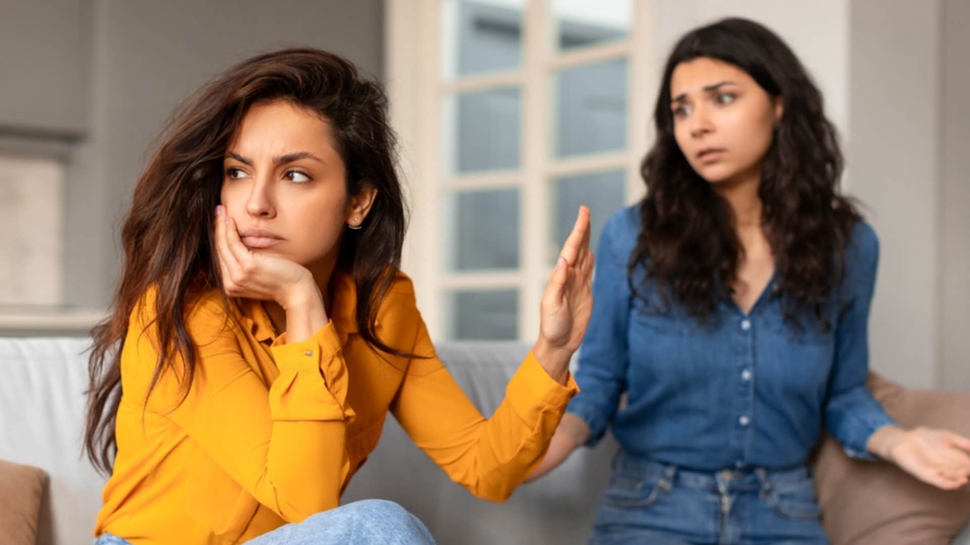 woman setting boundaries with friend