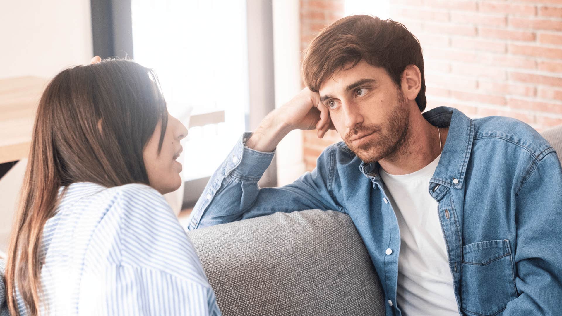 good man listening to woman 