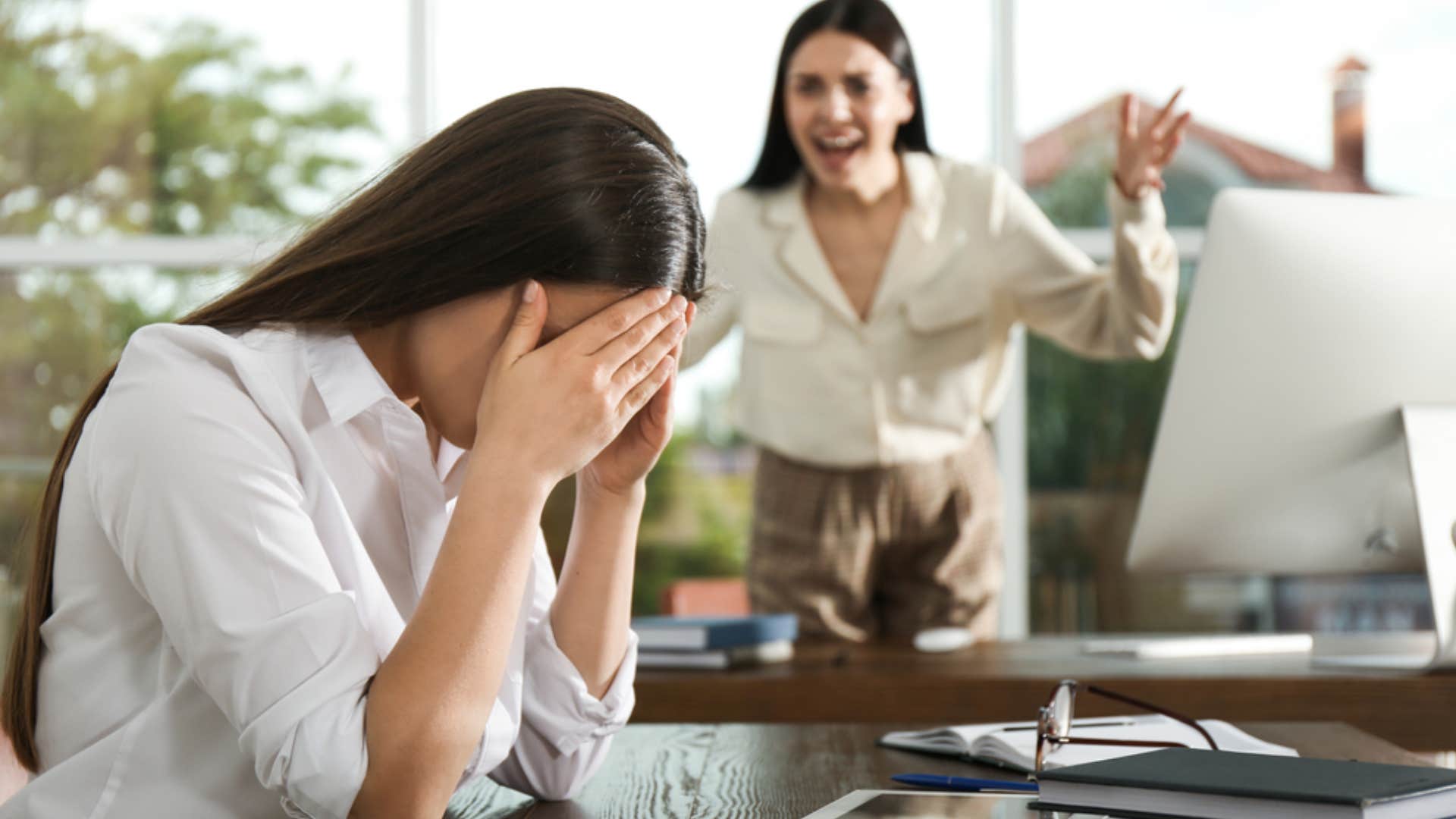 woman in a toxic work environment 