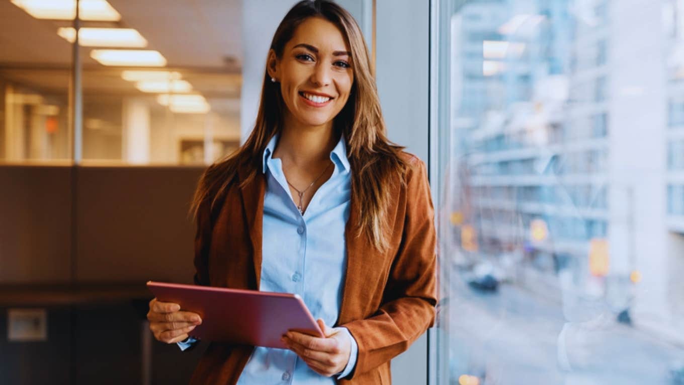 happy woman at work