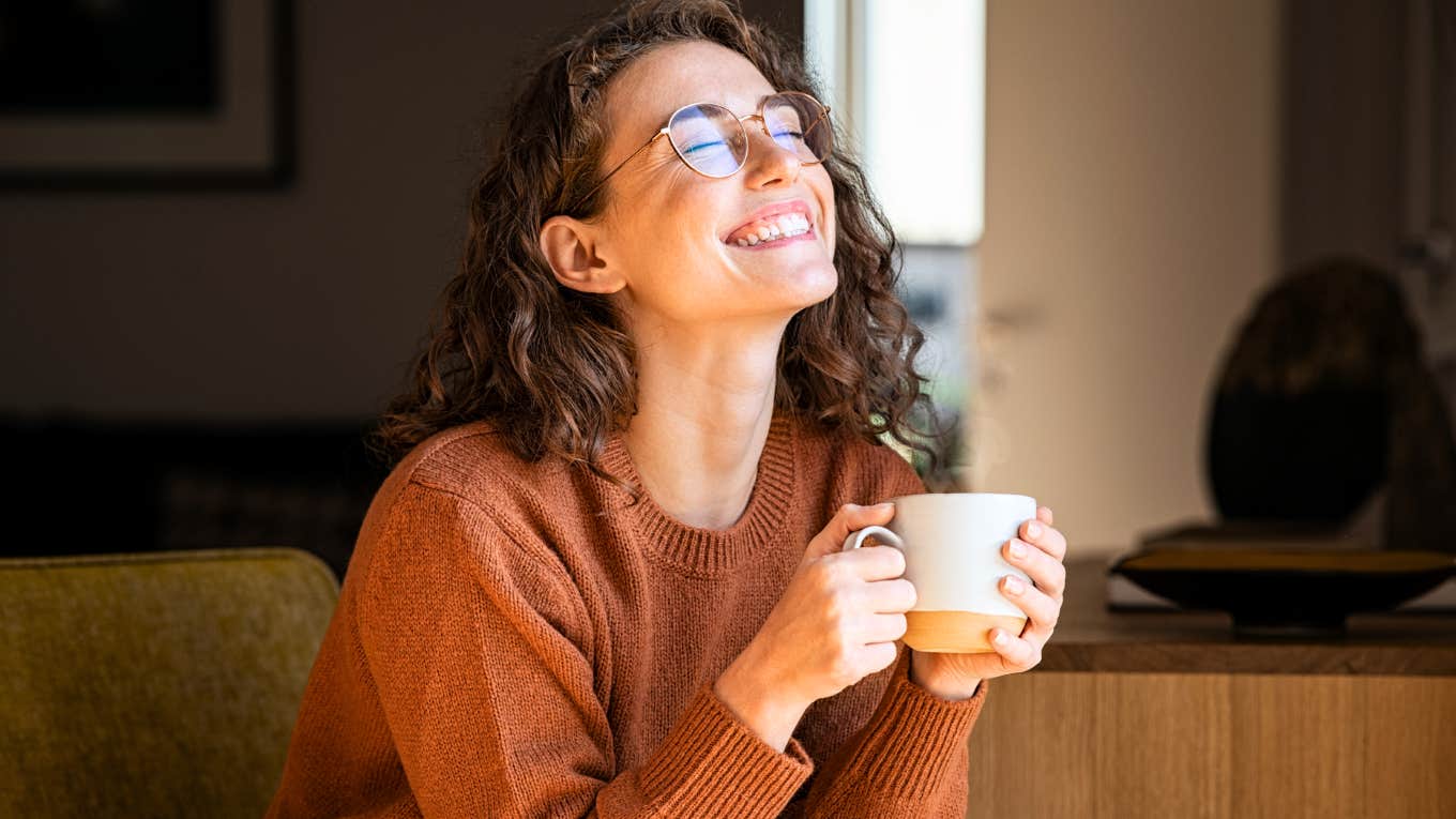 Woman in a good mood. 