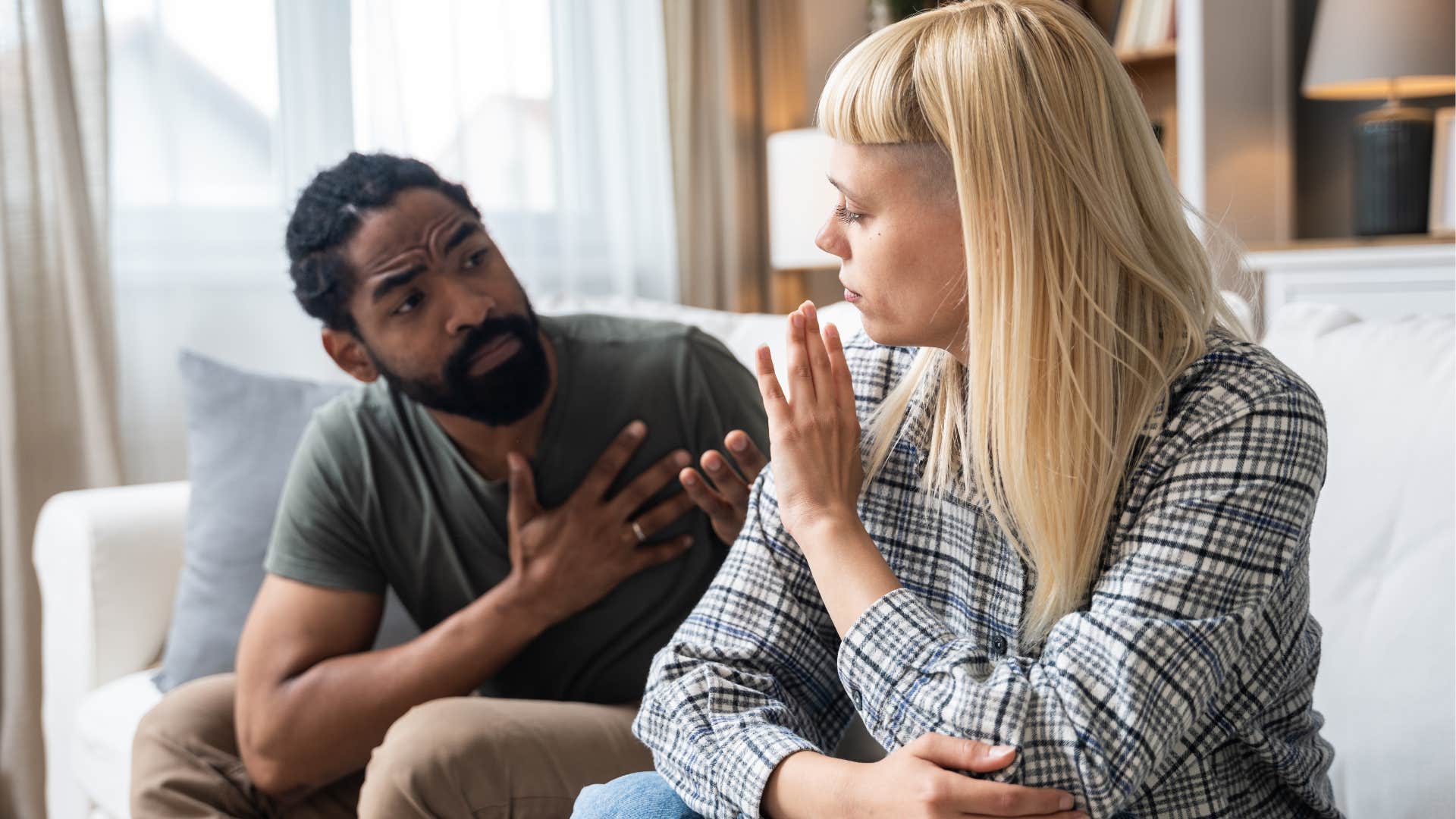 woman trying to end argument with man