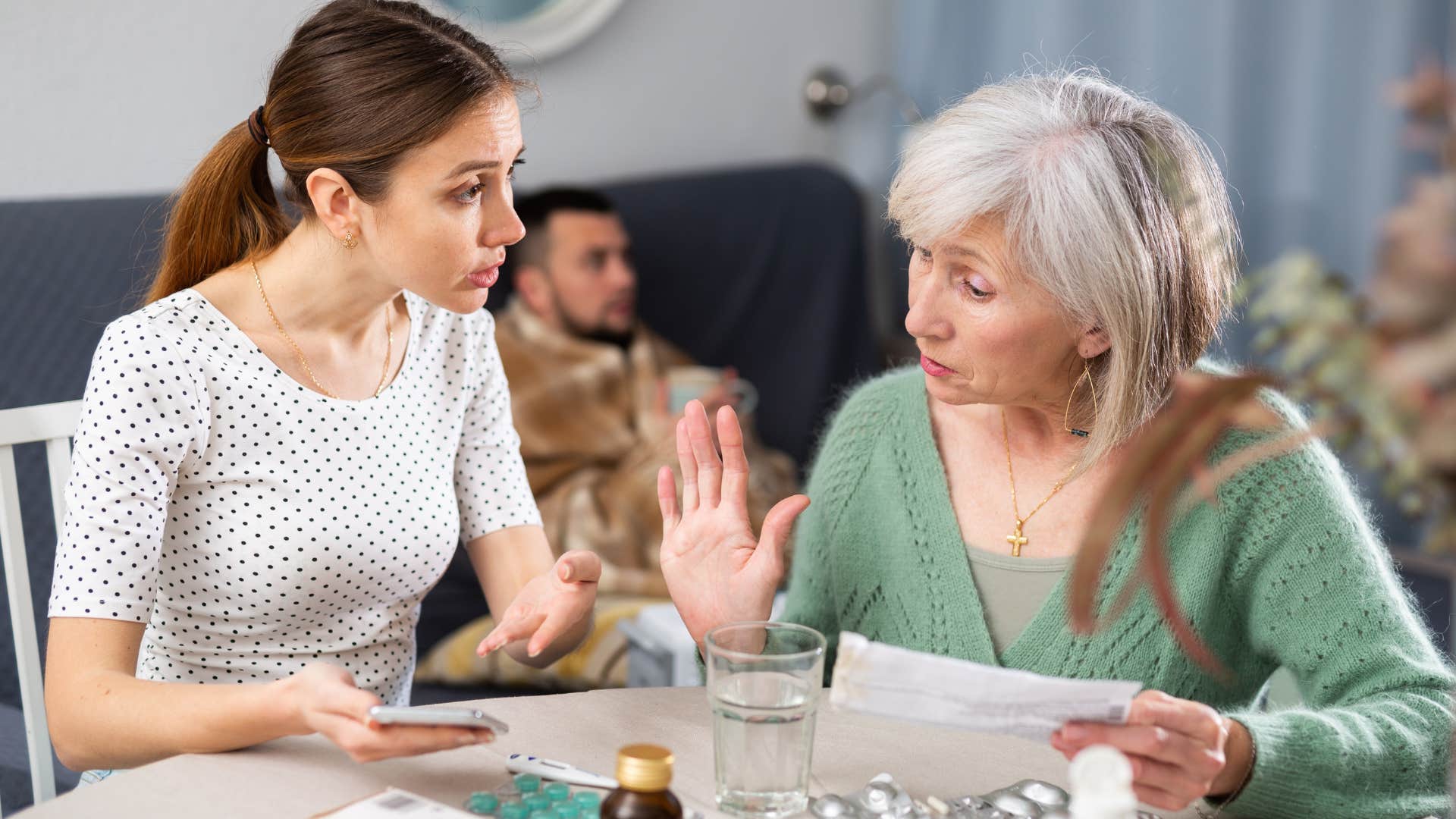 woman arguing with her mother in-law