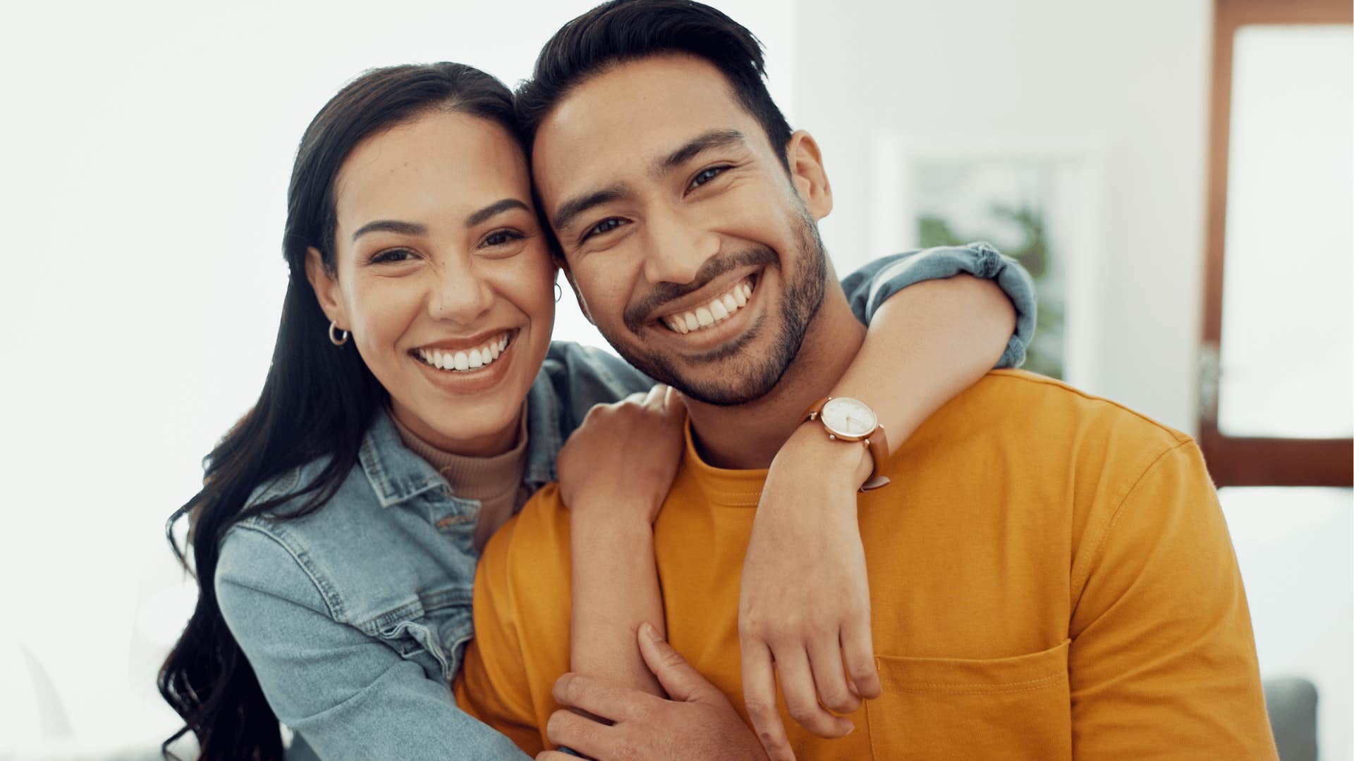 Happy married couple fully accepts each other