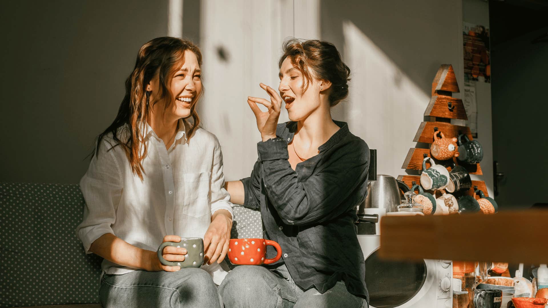 women smiling and laughing