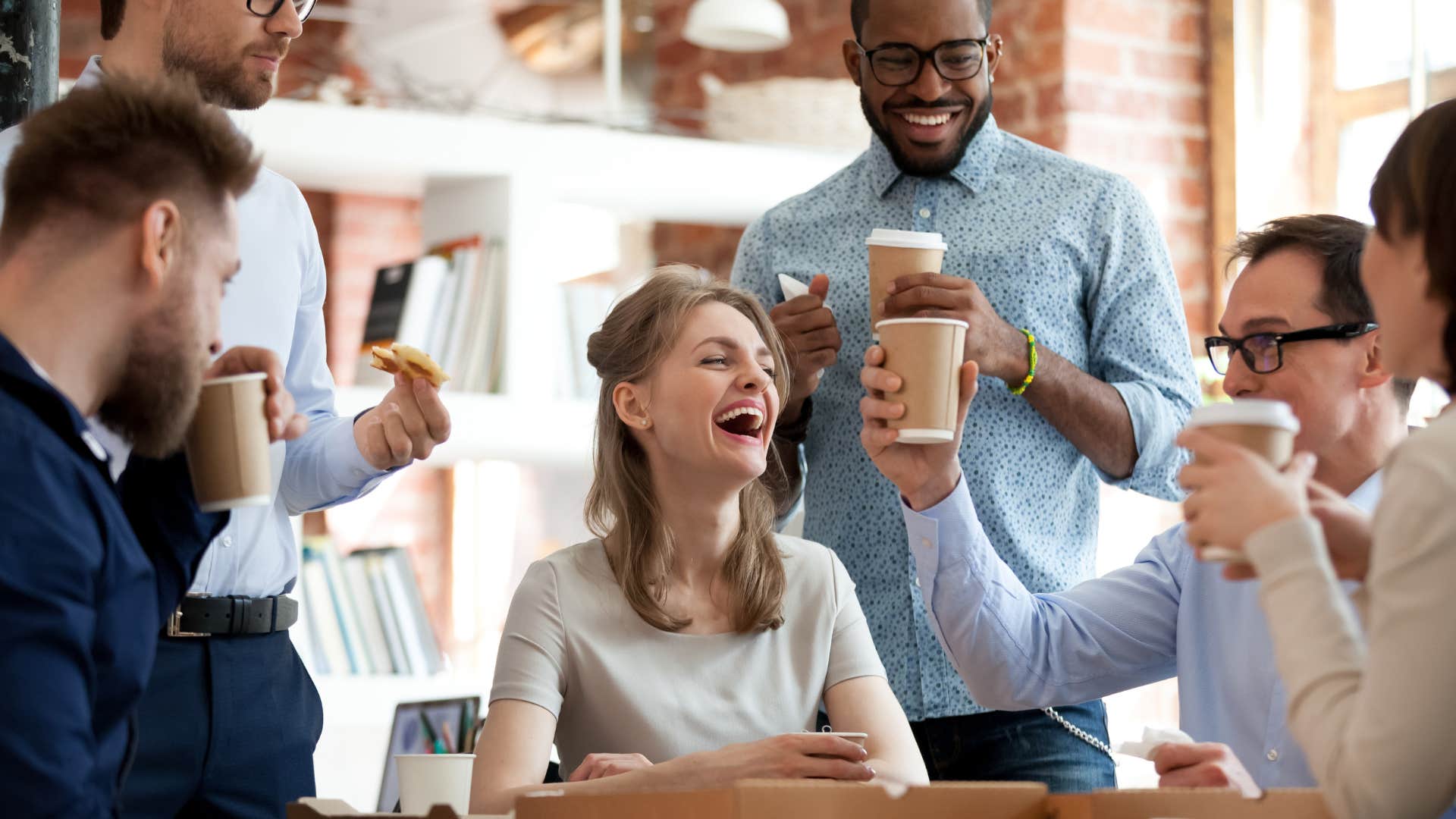 group of co-workers celebrating together