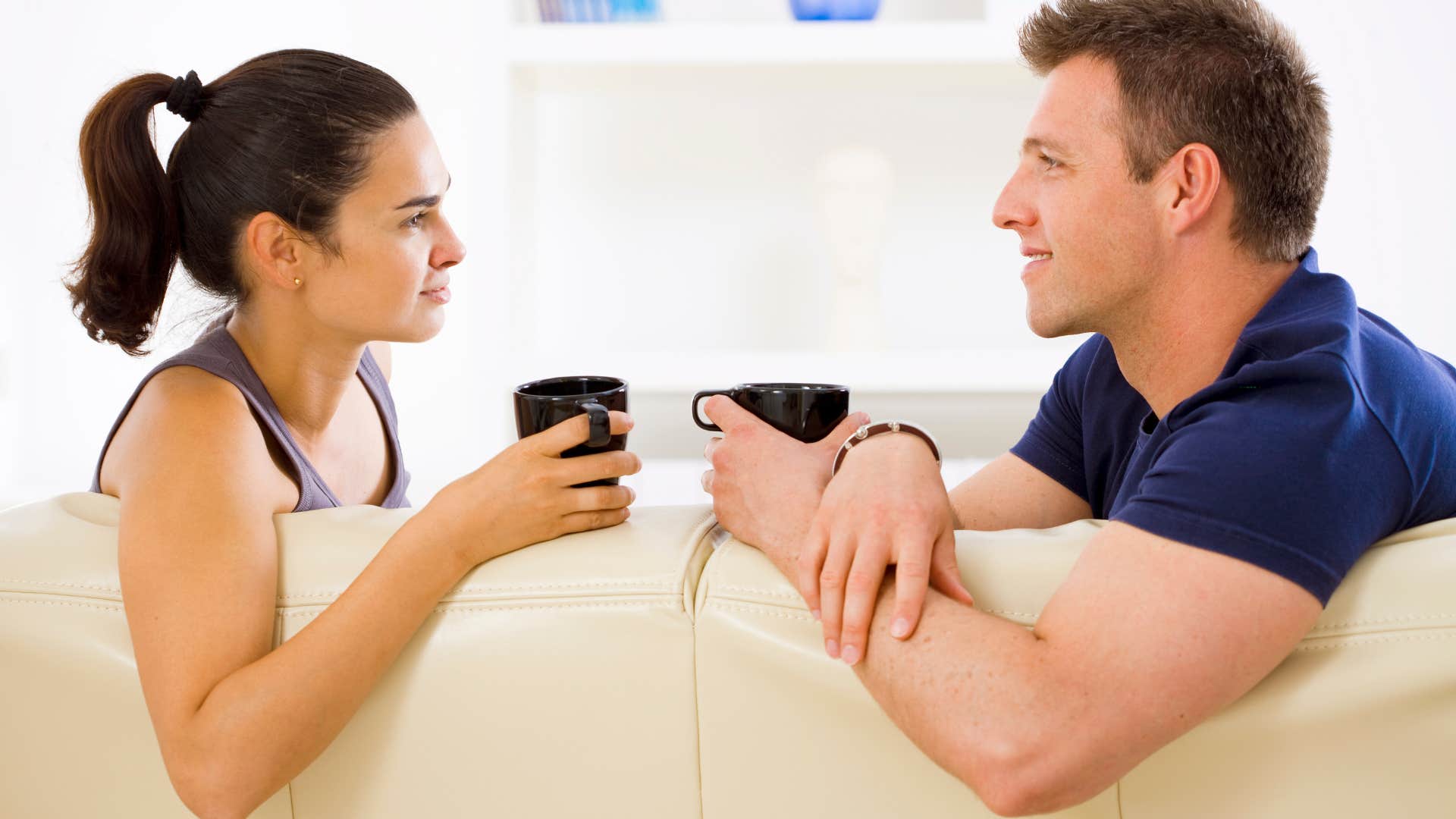 couple speaking on the couch