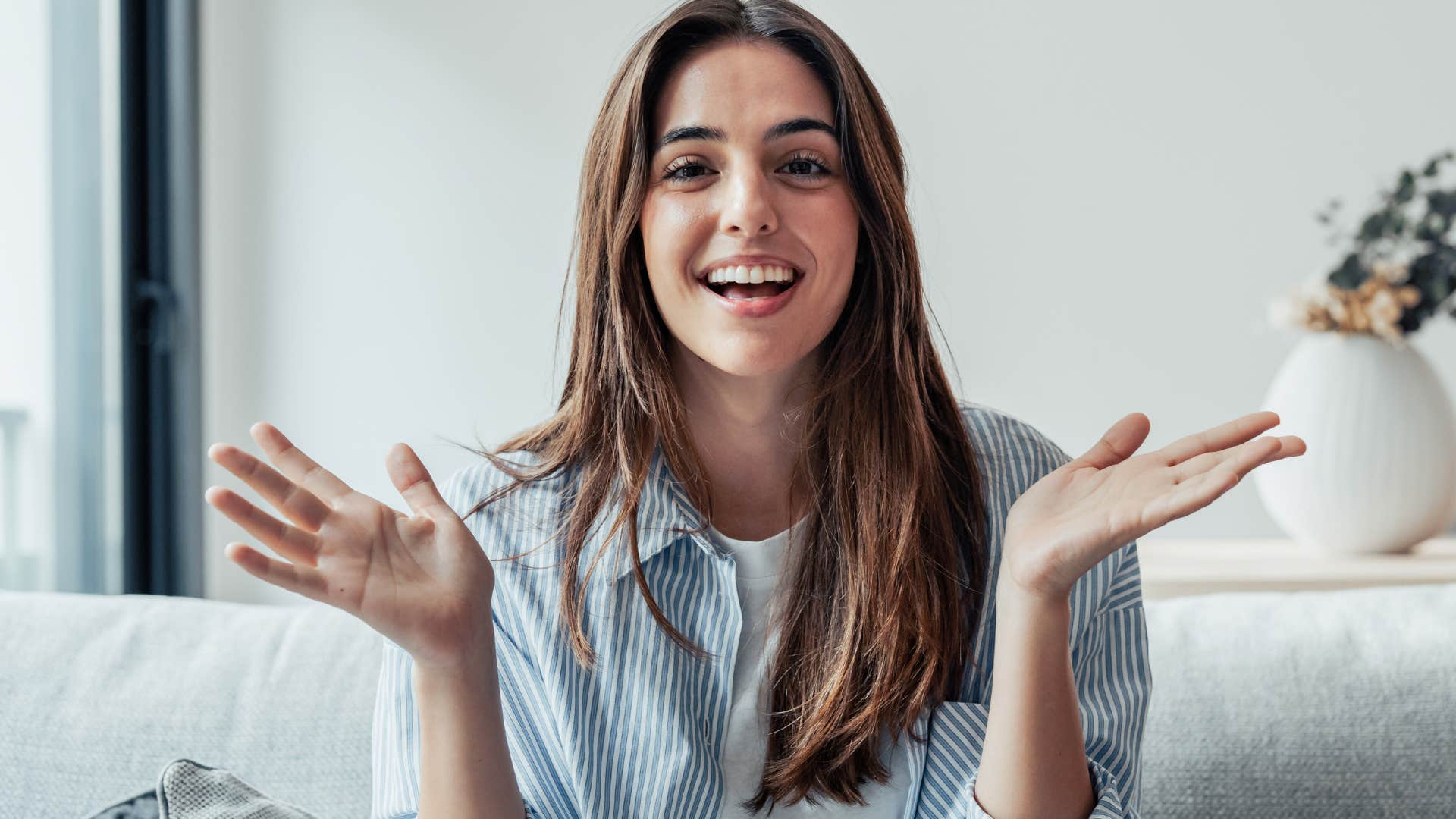 happy woman smiling with confidence