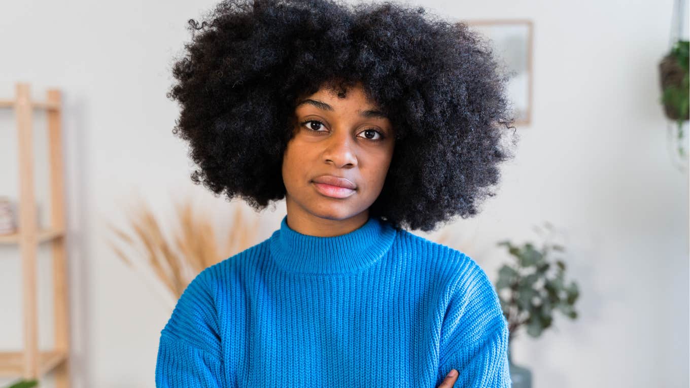 Confident woman looking directly at the camera. 