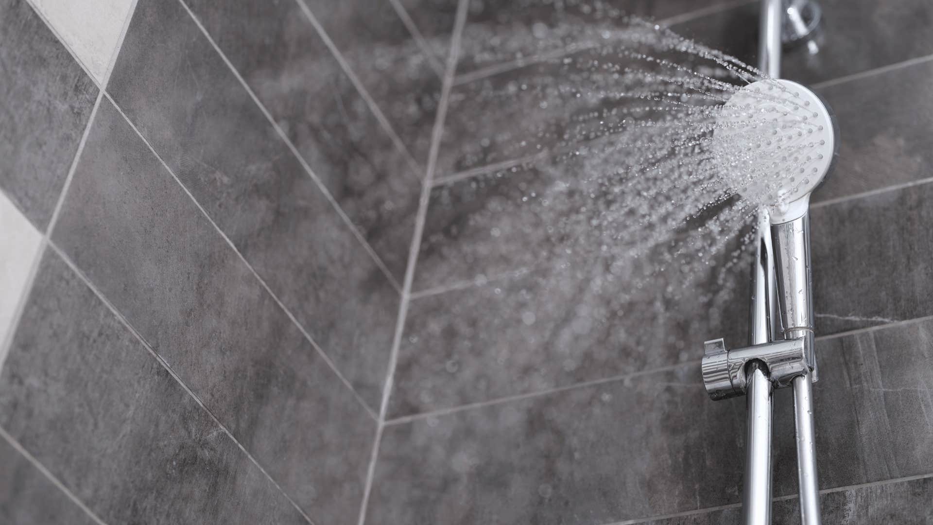 water pouring from shower head