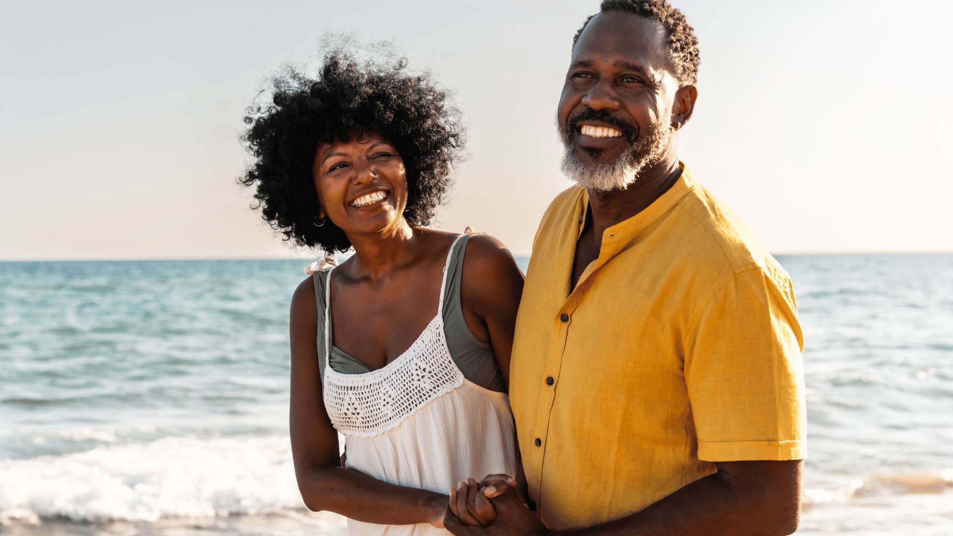 happy couple on beach