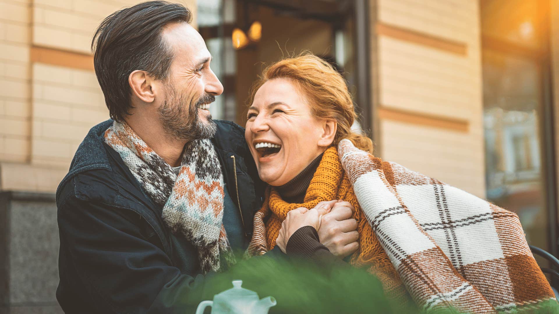 smiling couple on date