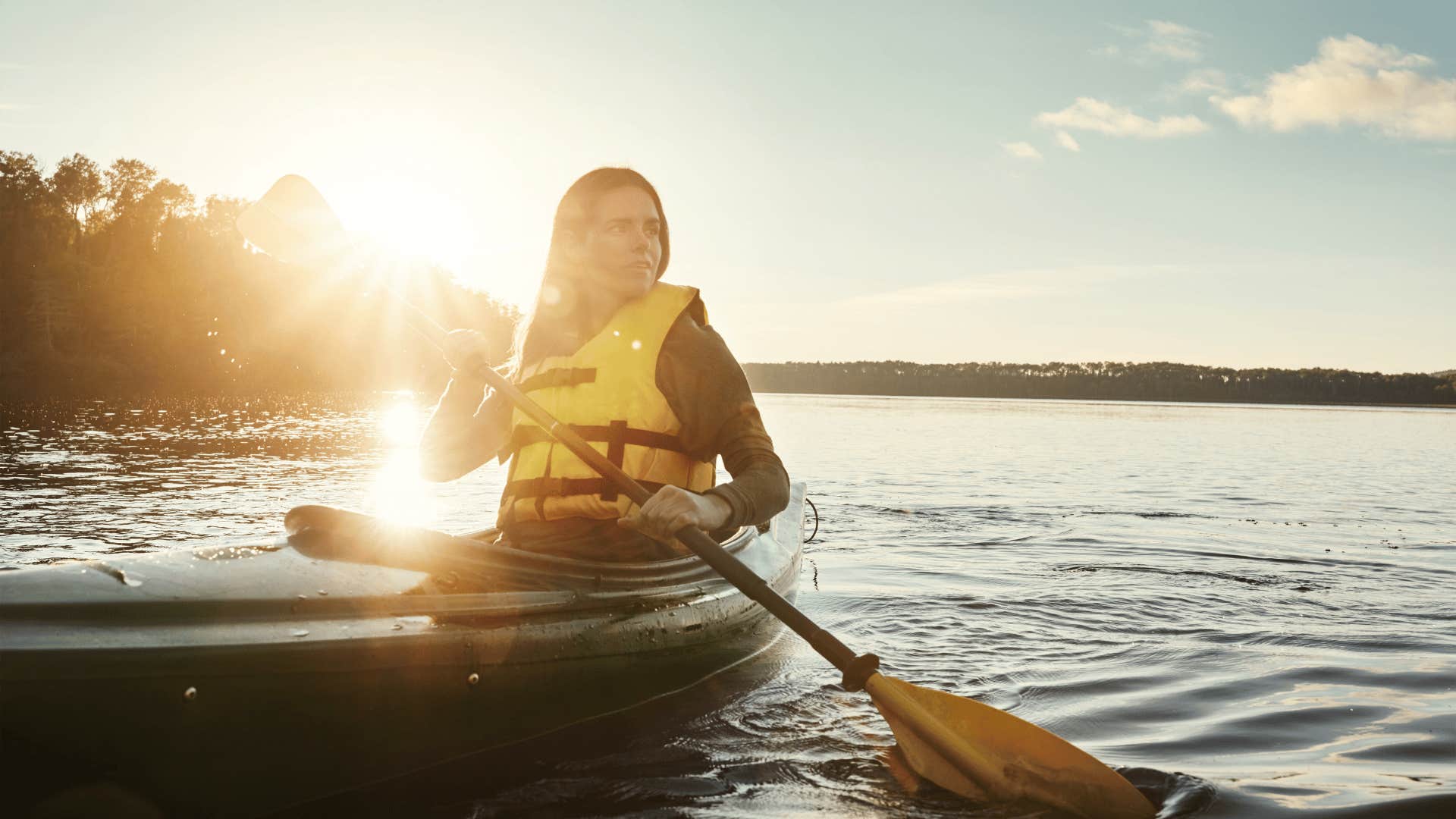 woman kayaking