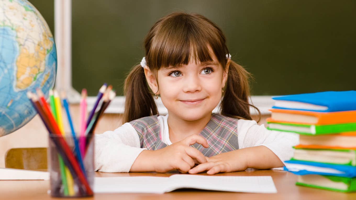 Happy girl at American school