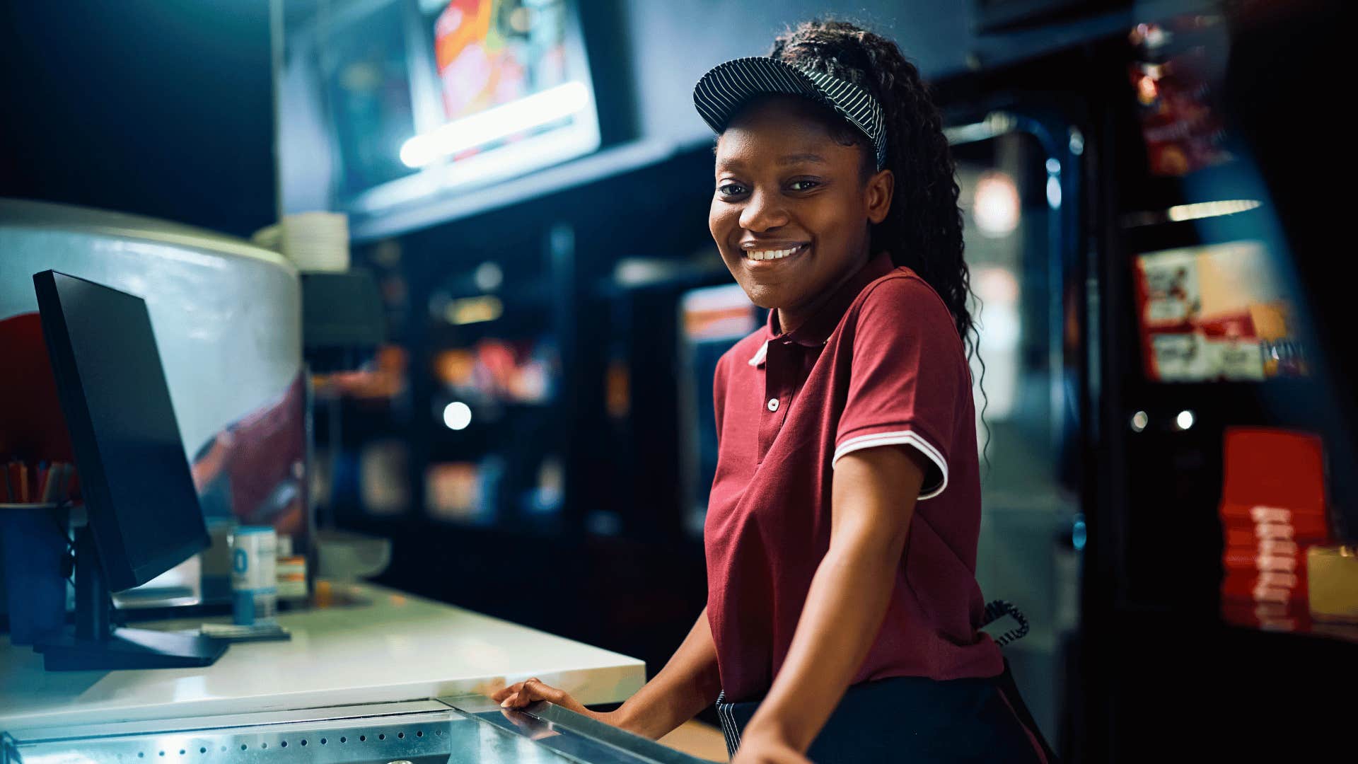 Confident fast food worker is ready to move up a paygrade