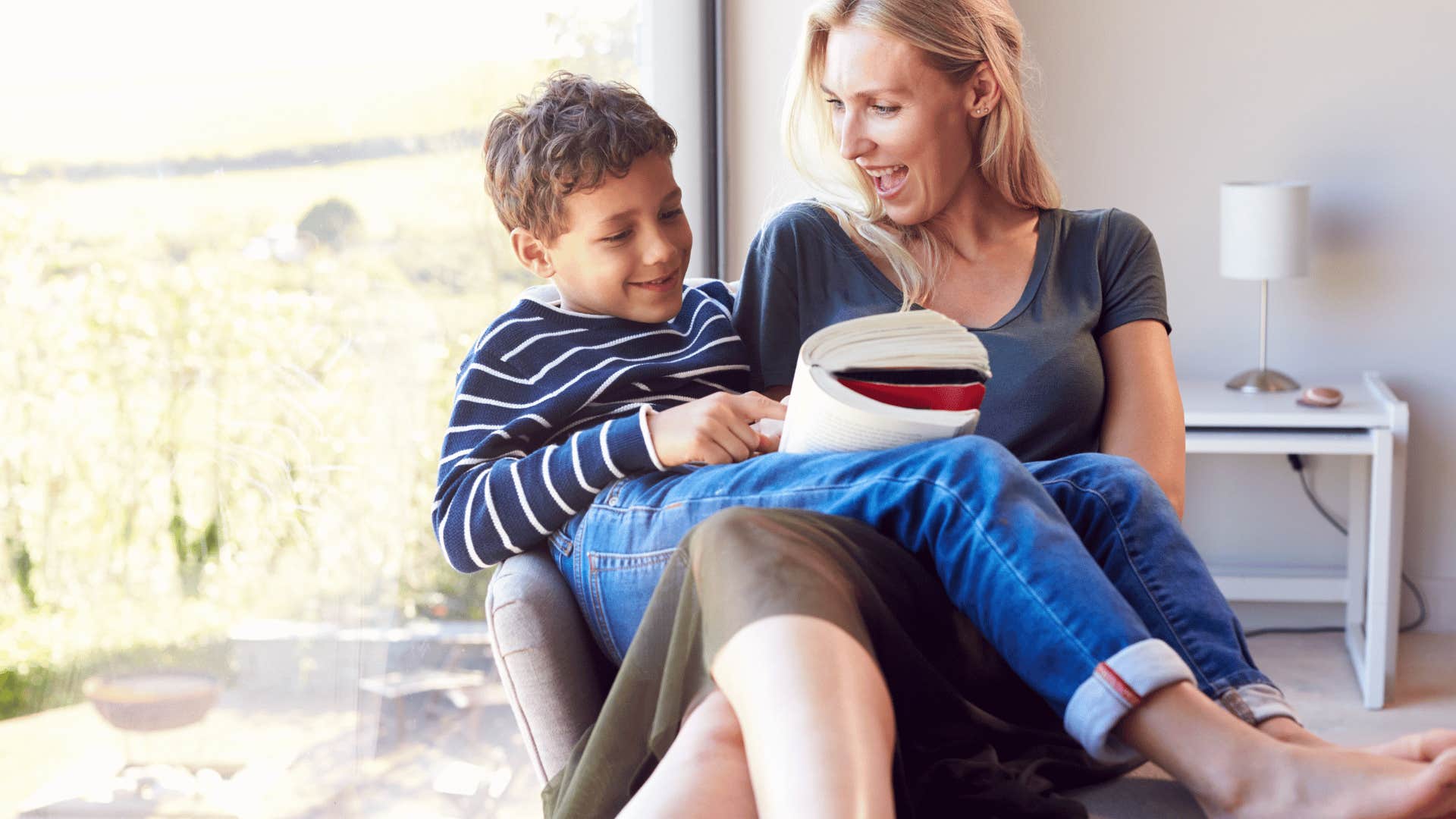 mother laughing with son