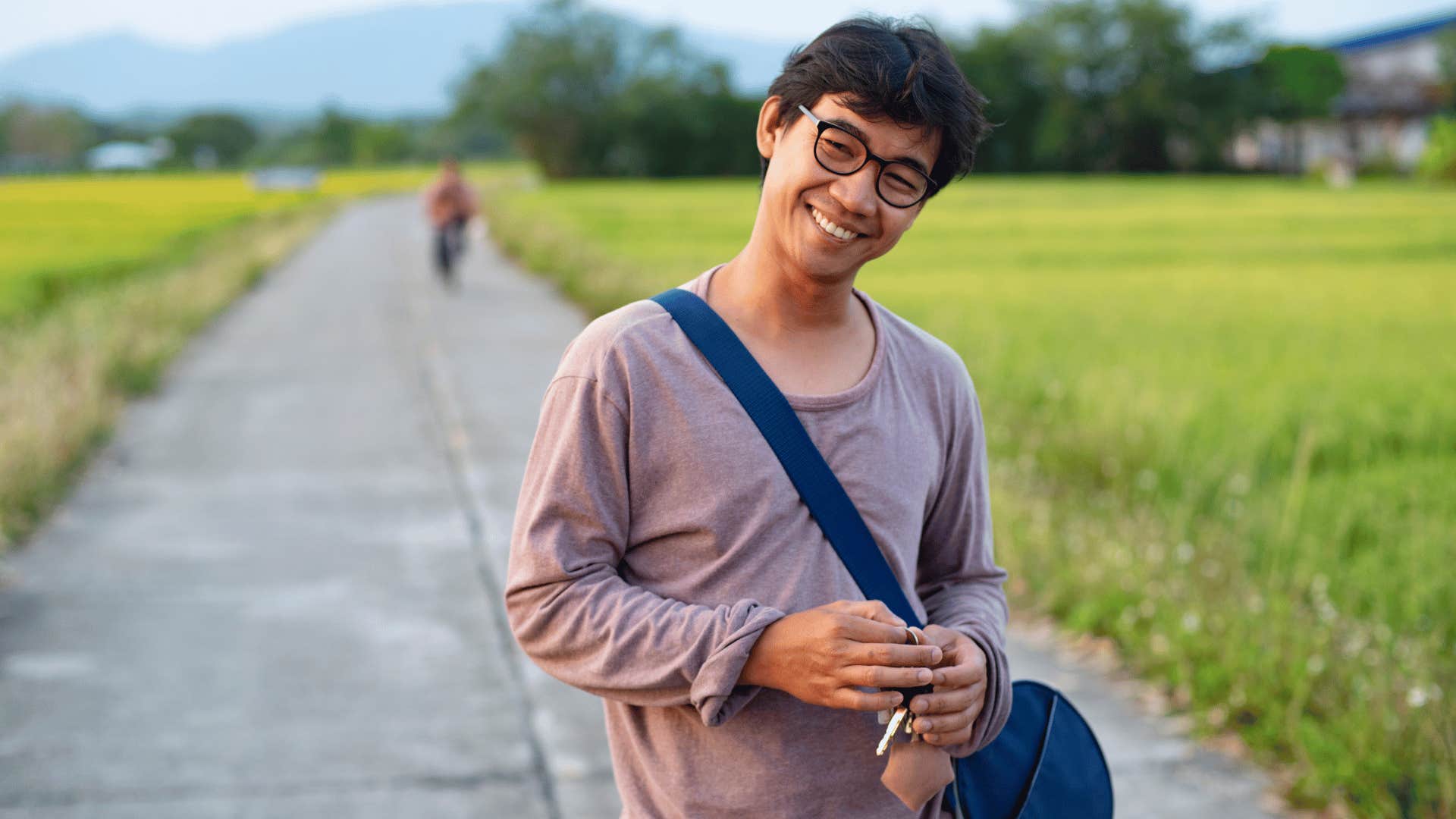 man looking humble and happy