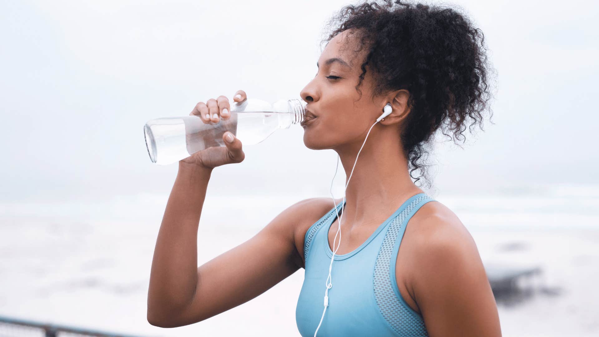 woman drinking water