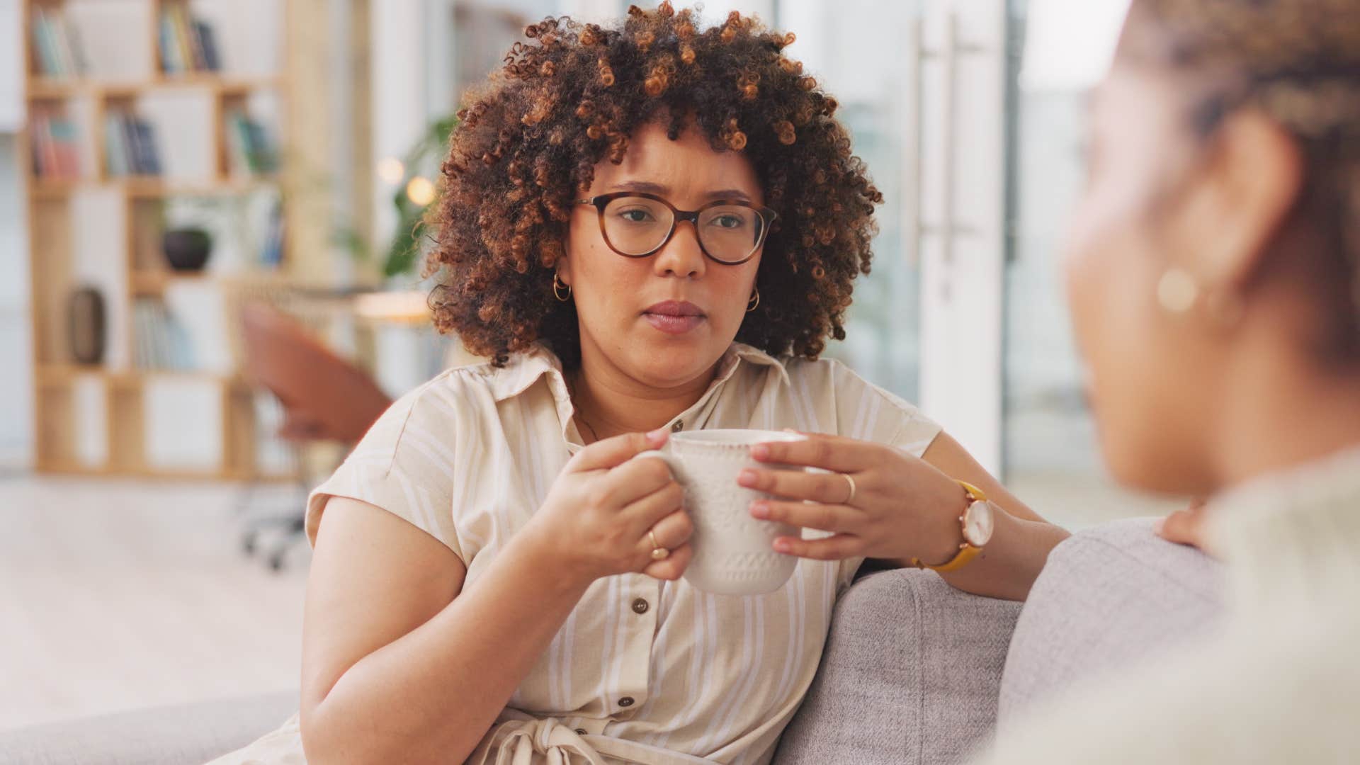 woman having a serious conversation with friend