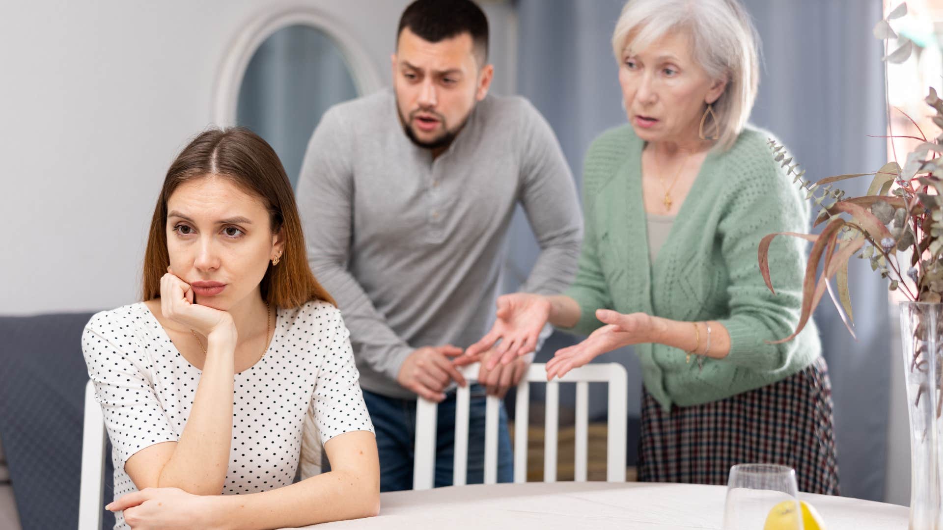 young woman not engaging in argument with family