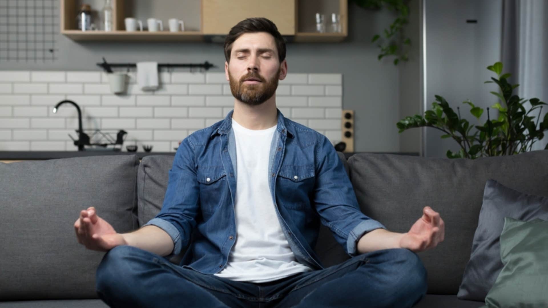 man meditating peacefully