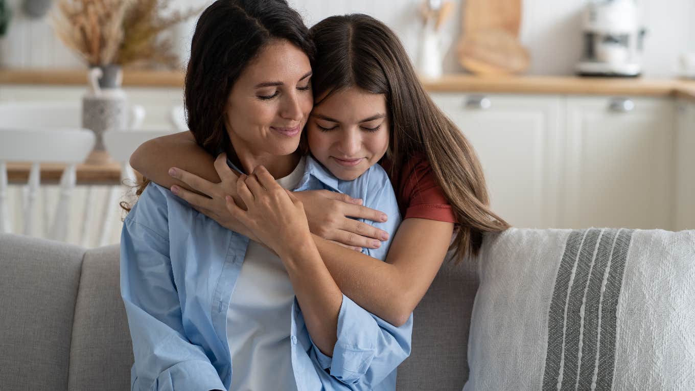 parent and child hugging