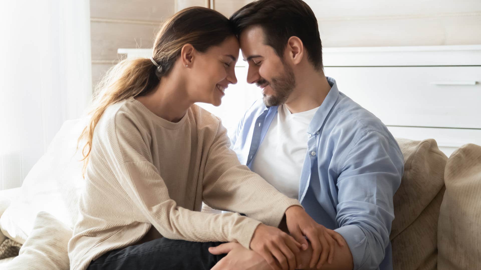 Successful couple showing wholesome trait habitual affectionate gestures