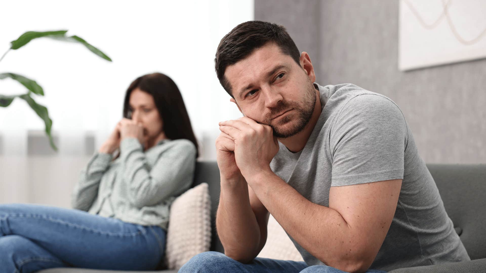 Forceful man uses silent treatment on fearful woman