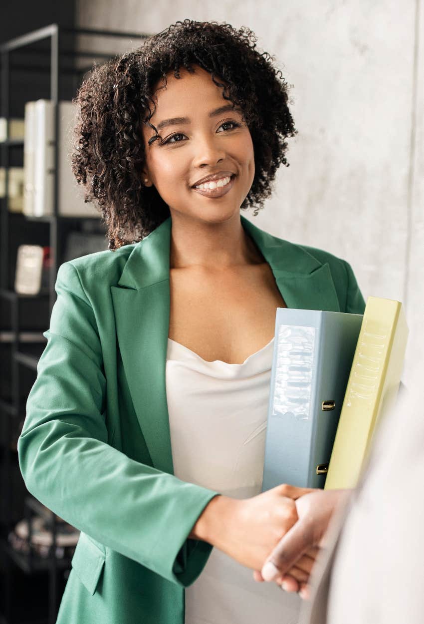 Woman networking with a goal