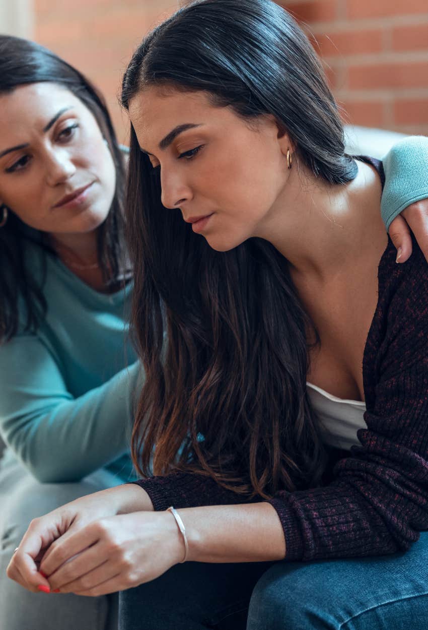 Woman comforting loved one take all time need