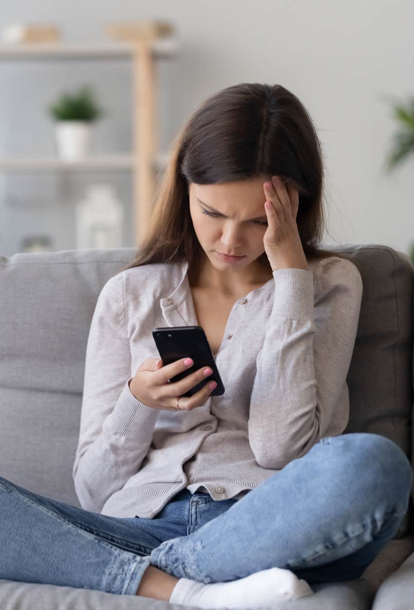 Woman scrolling on social media