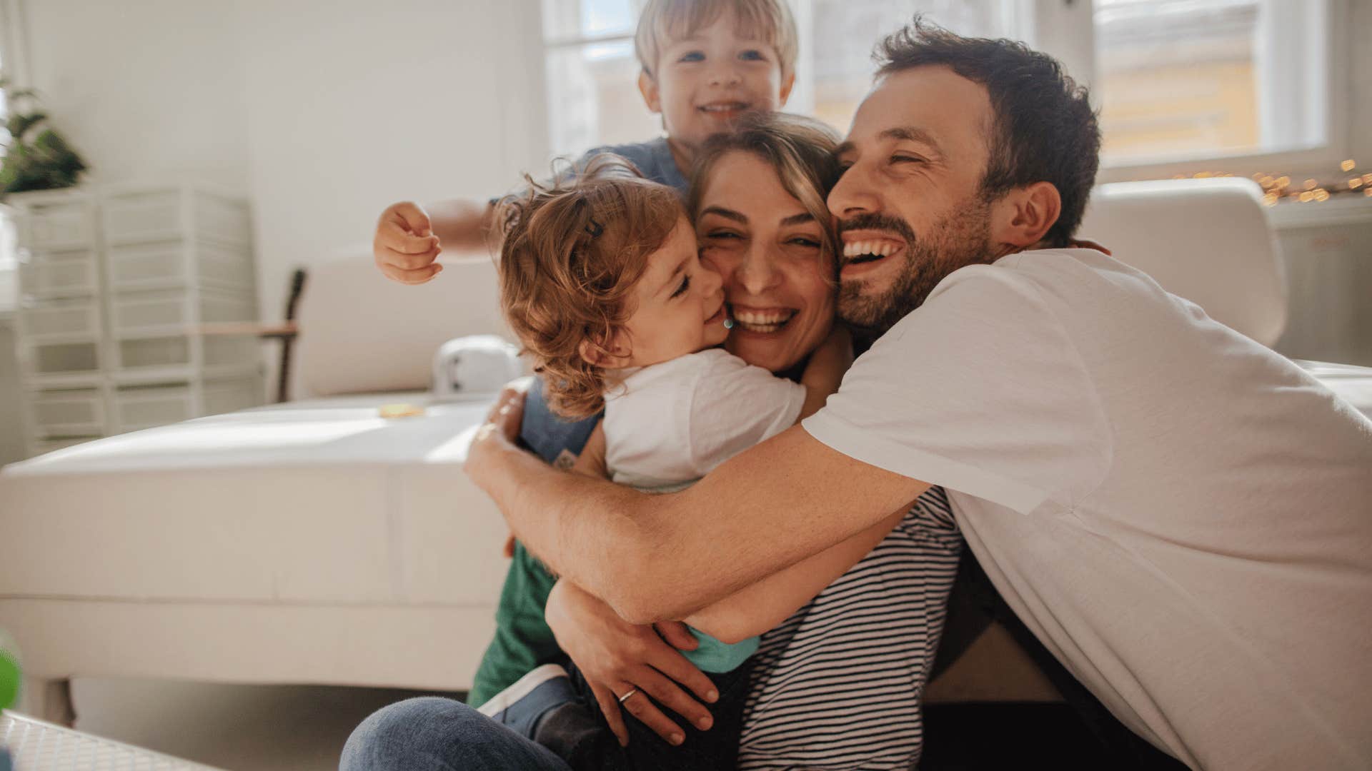 loving family hugging